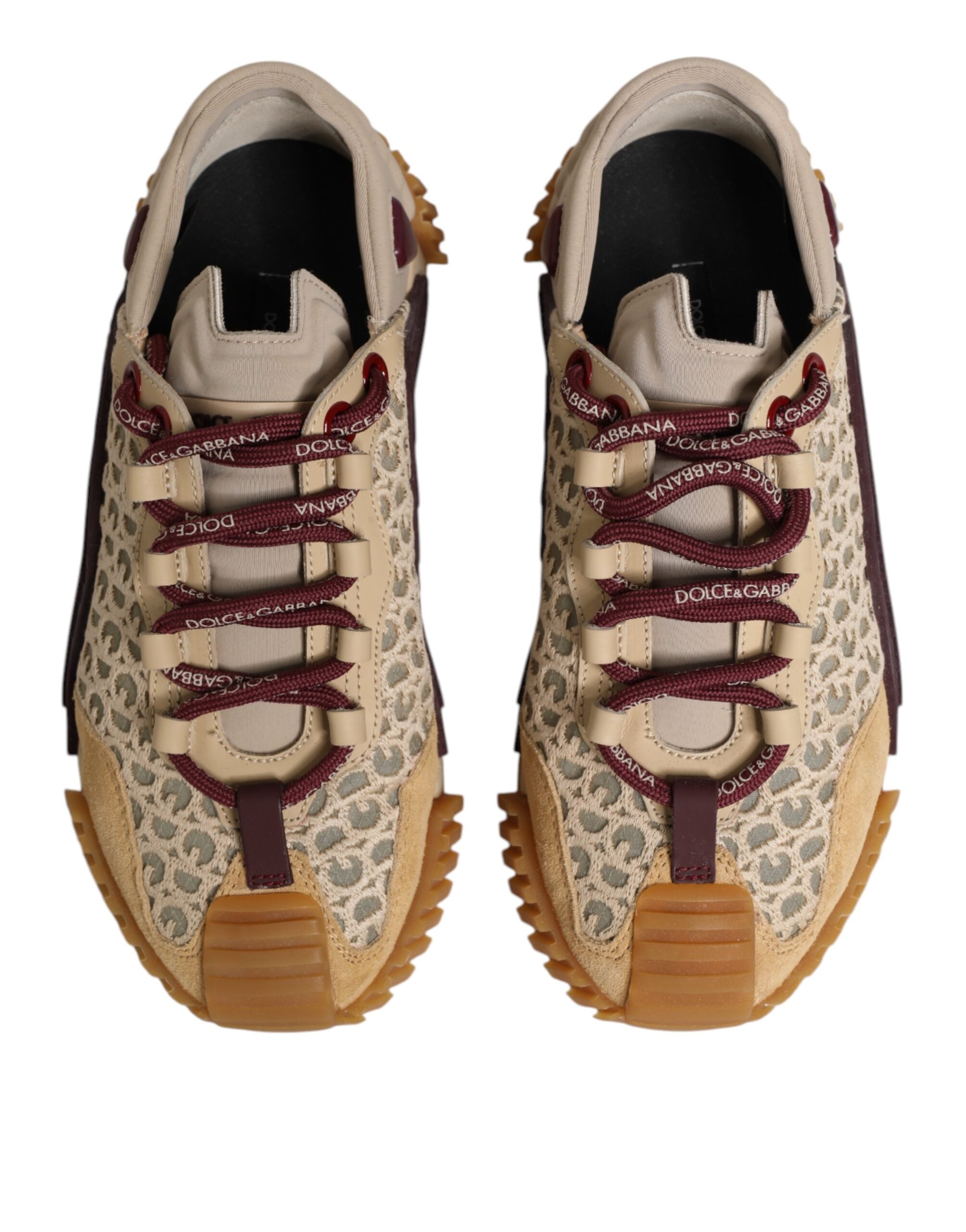 Dolce & Gabbana Beige Lace Neoprene Dg Logo Ns1 Sneakers Shoes Glam Steals