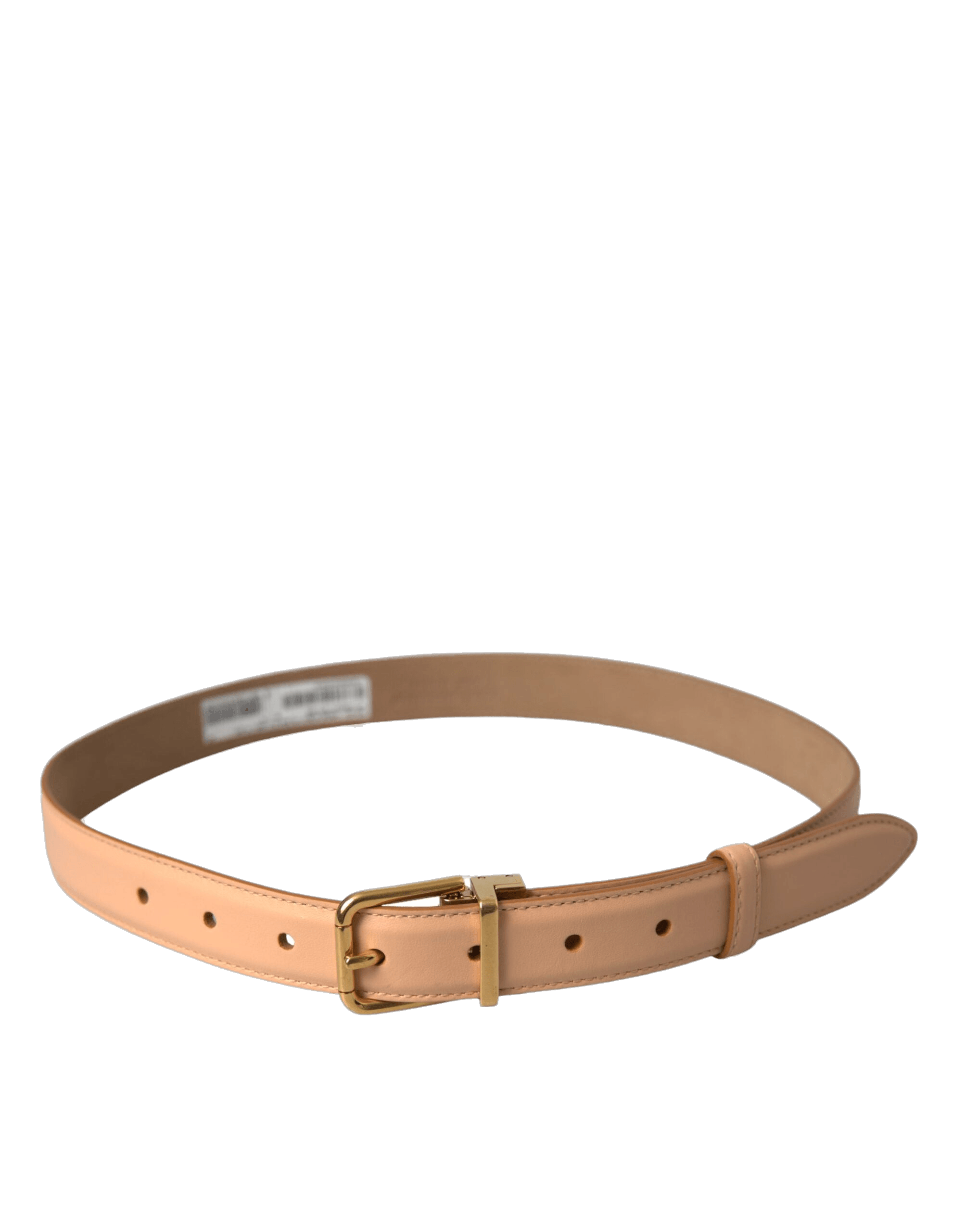 Dolce & Gabbana Beige Leather Calfskin Gold Metal Buckle Belt Glam Steals