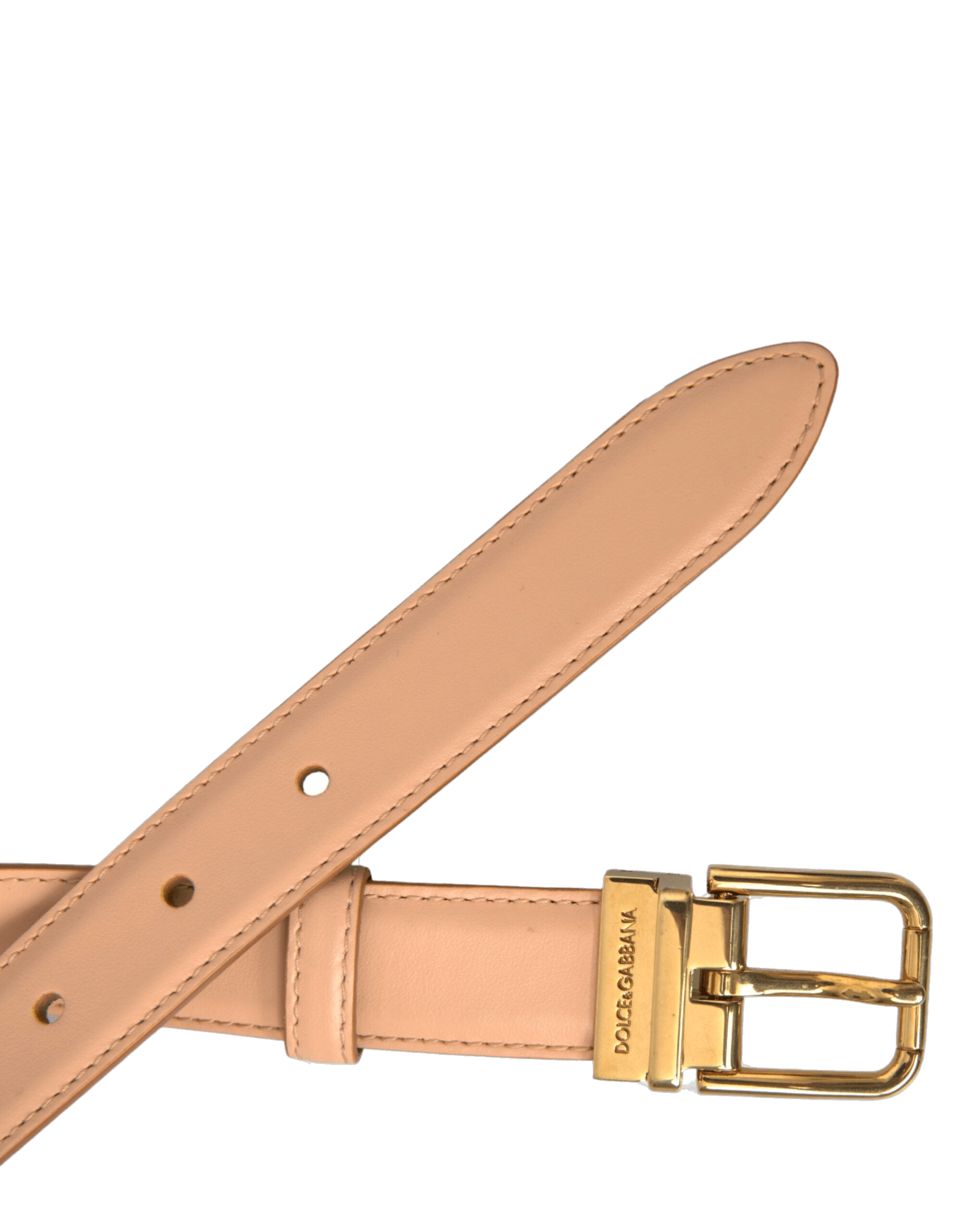Dolce & Gabbana Beige Leather Calfskin Gold Metal Buckle Belt Glam Steals