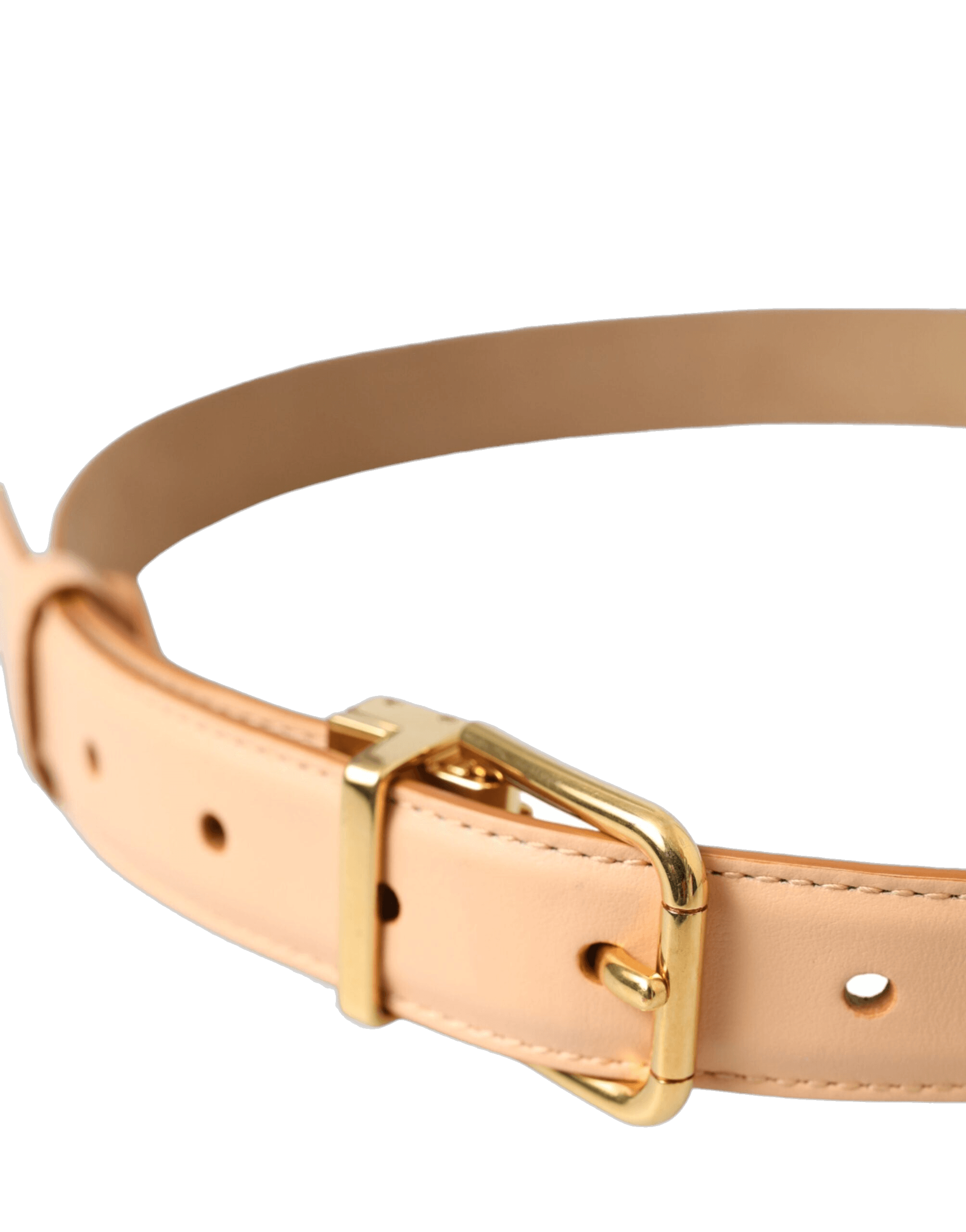 Dolce & Gabbana Beige Leather Calfskin Gold Metal Buckle Belt Glam Steals