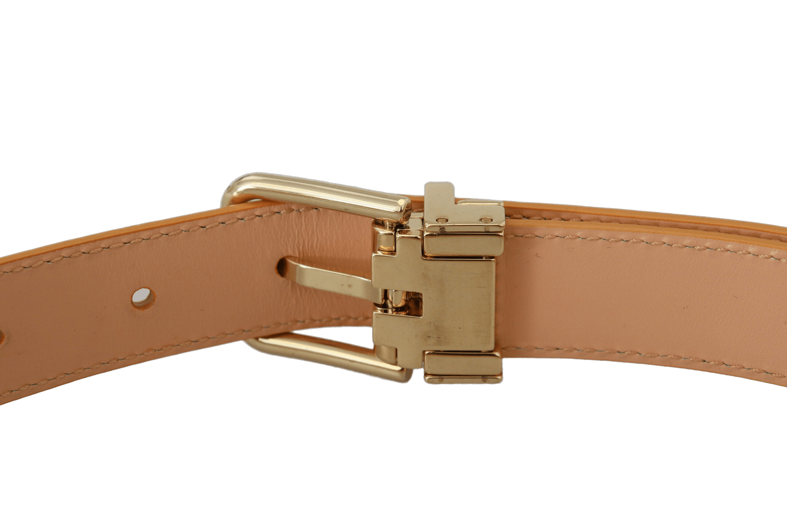 Dolce & Gabbana Beige Leather Exotic Gold Metal Buckle Belt Glam Steals
