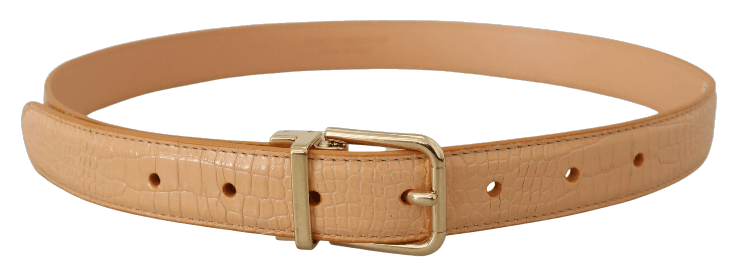 Dolce & Gabbana Beige Leather Exotic Gold Metal Buckle Belt Glam Steals