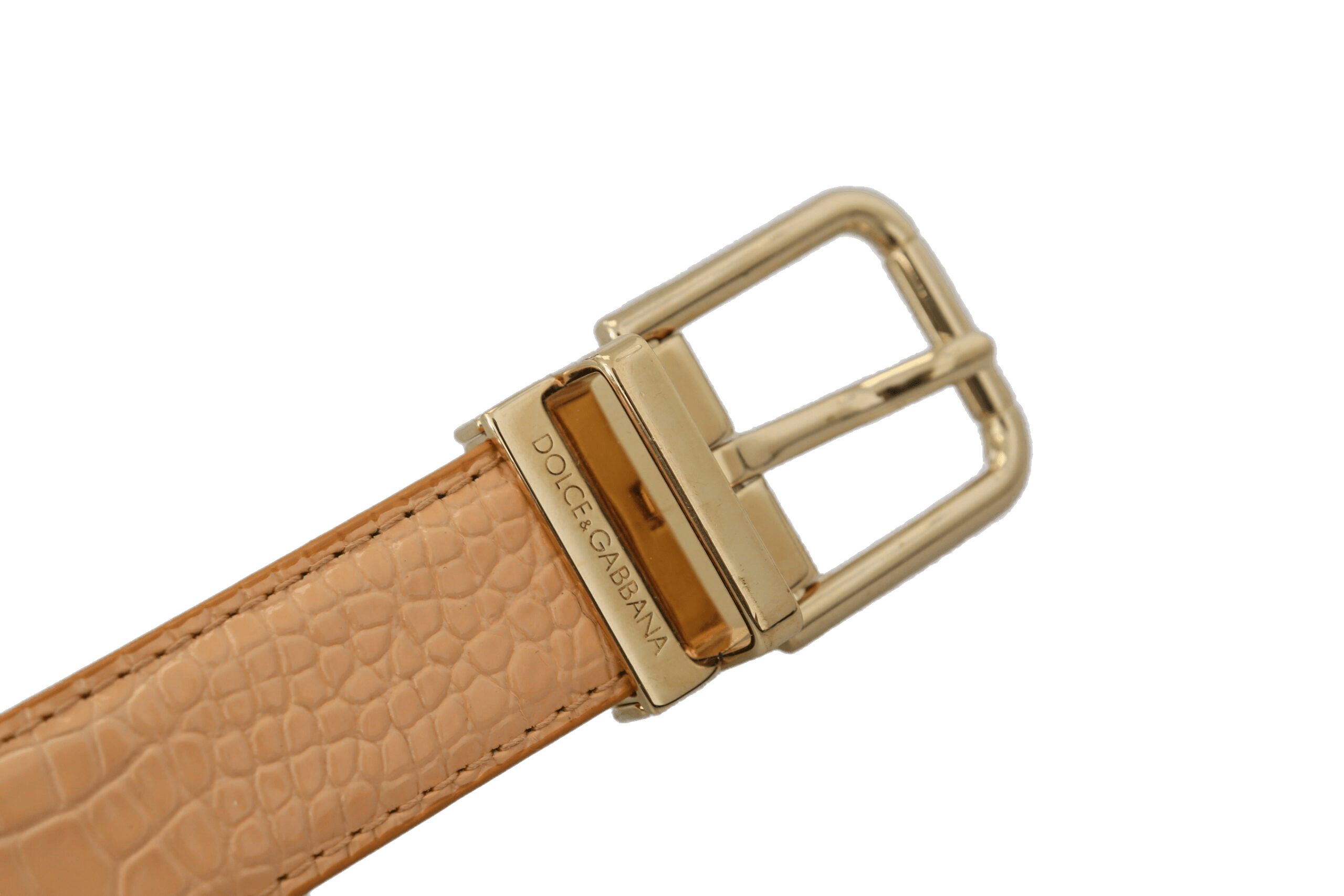 Dolce & Gabbana Beige Leather Exotic Gold Metal Buckle Belt Glam Steals