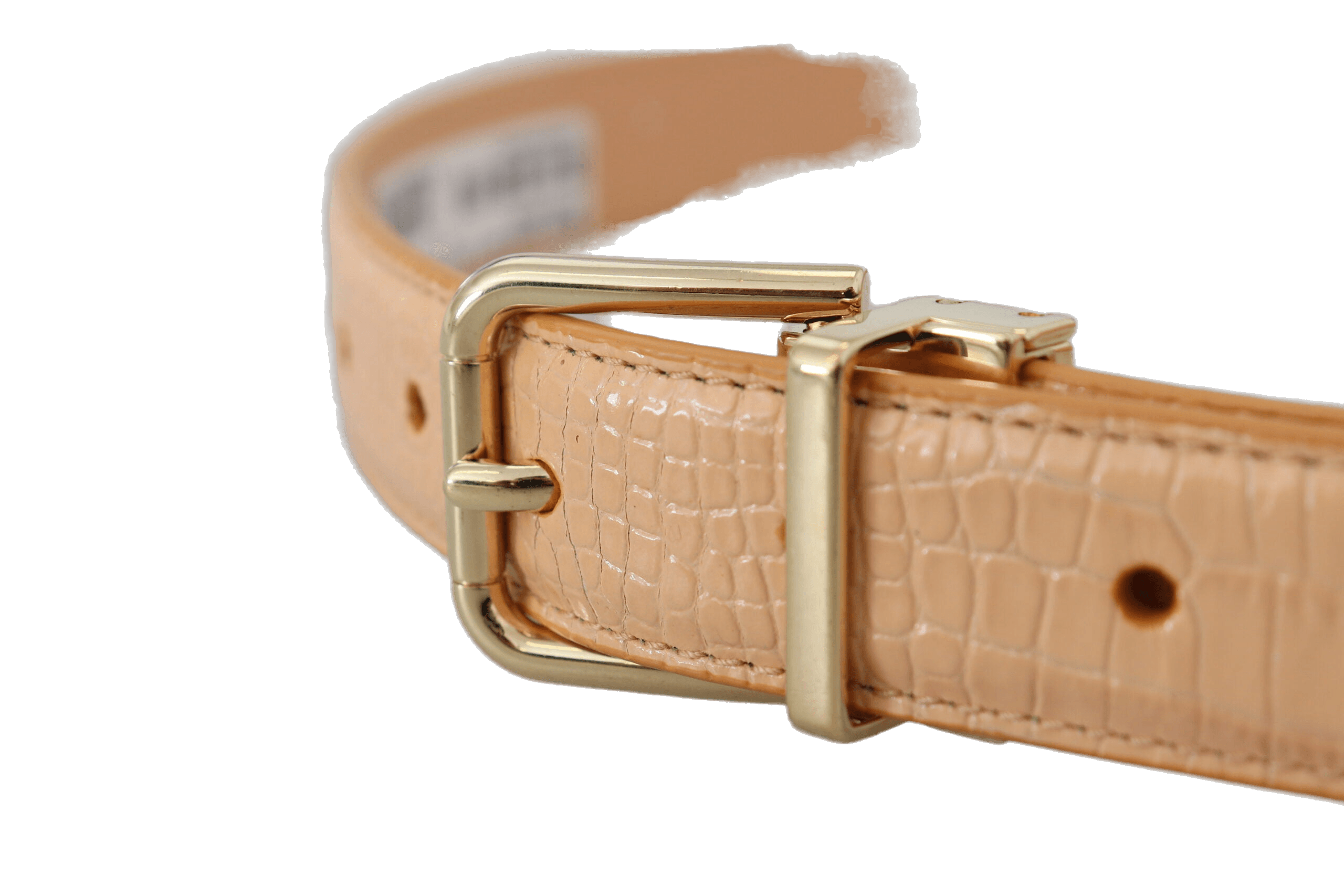 Dolce & Gabbana Beige Leather Exotic Gold Metal Buckle Belt Glam Steals
