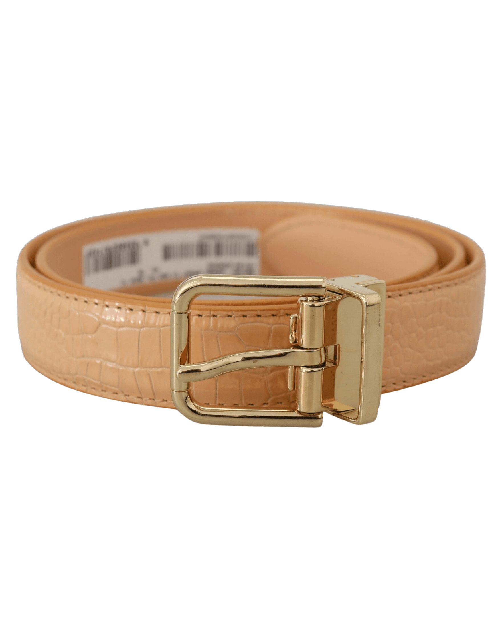 Dolce & Gabbana Beige Leather Exotic Metal Buckle Belt Belts
