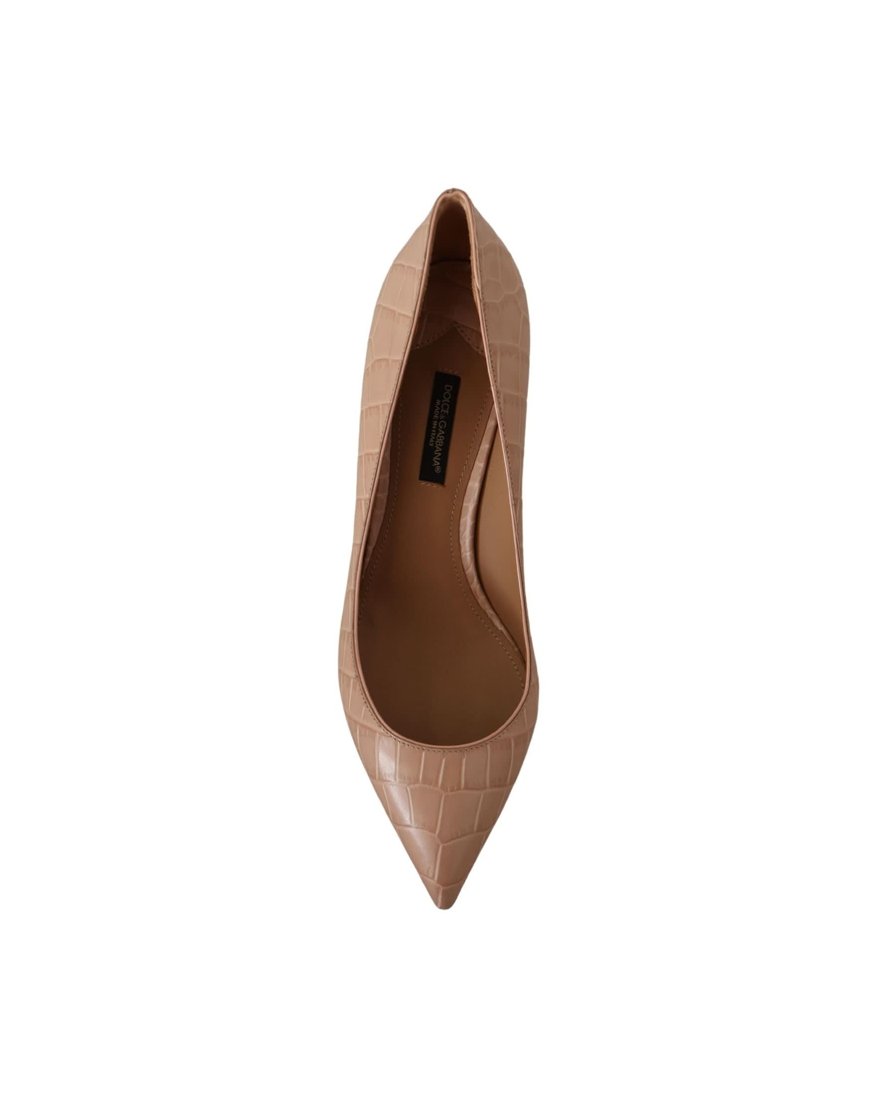 Dolce & Gabbana Beige Leather Pointed Heels Heels