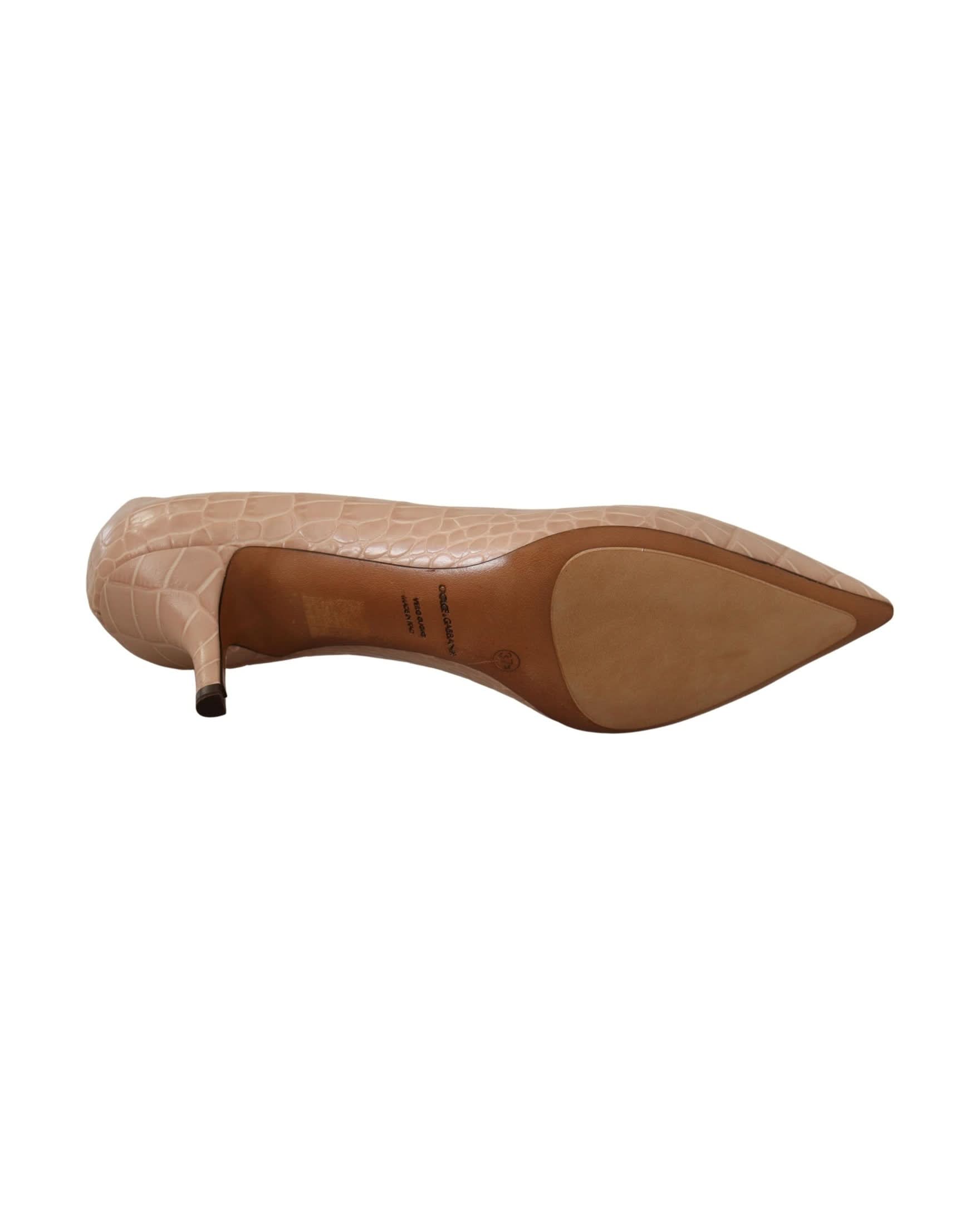 Dolce & Gabbana Beige Leather Pointed Heels Heels