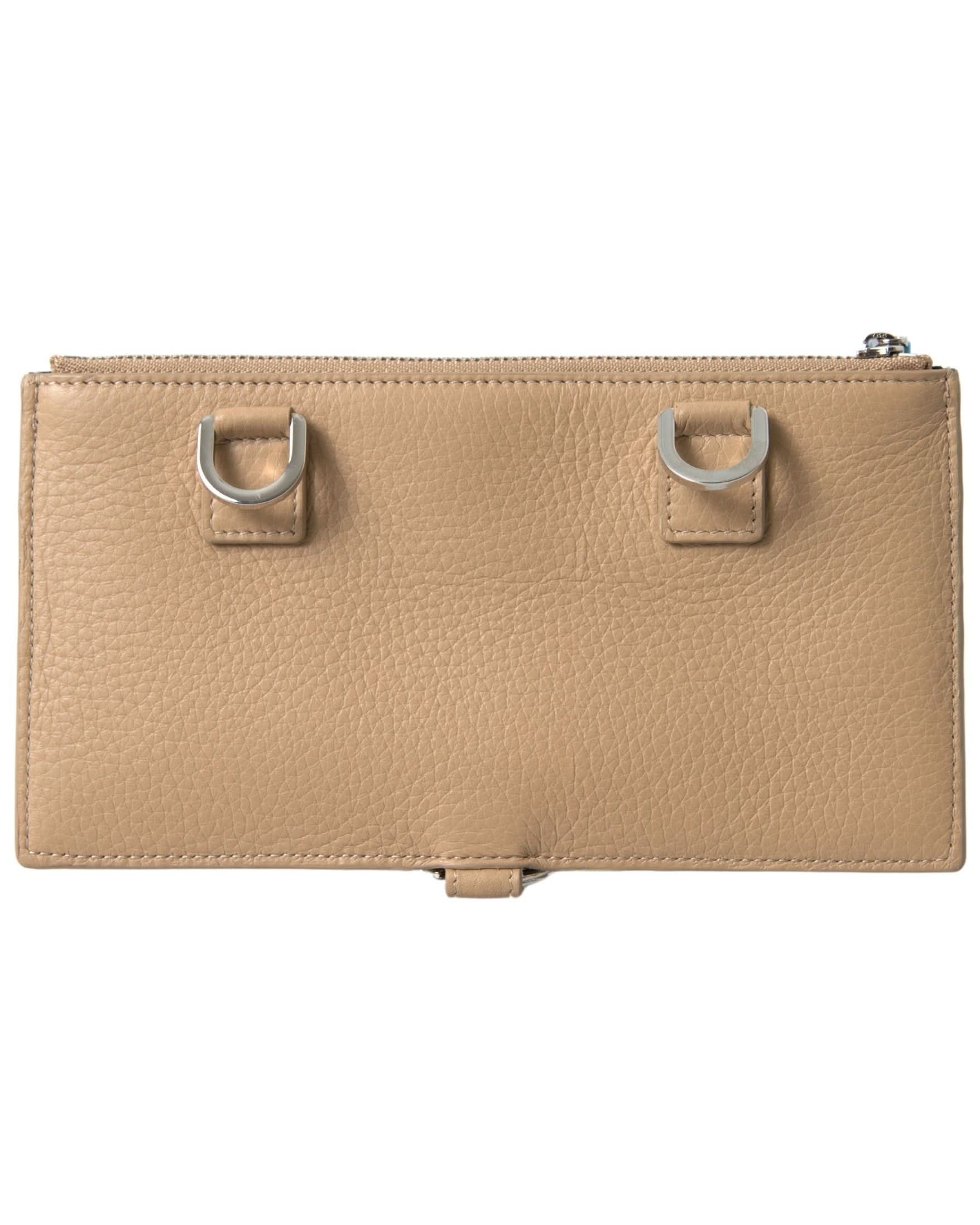 Dolce & Gabbana Beige Leather Shoulder Cardholder Strap Wallet Wallets