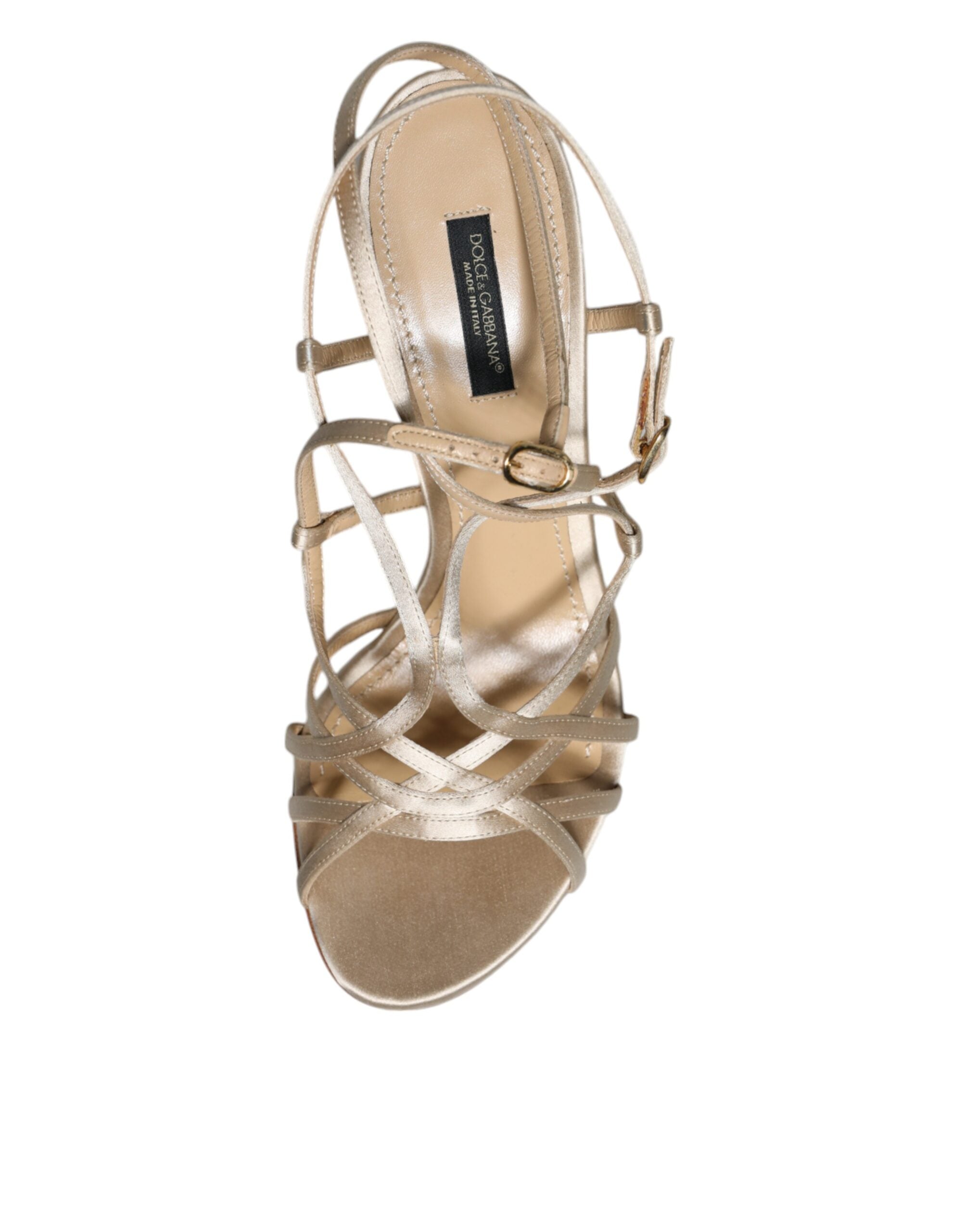 Dolce & Gabbana Beige Leather Stiletto Heels Sandals Shoes Glam Steals
