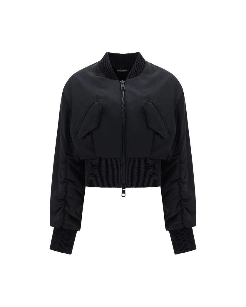 Dolce & Gabbana Black Acetate Bomber Jacket Glam Steals