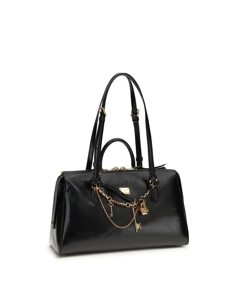 Dolce & Gabbana Black Calf Leather Bos Taurus Shoulder Bag