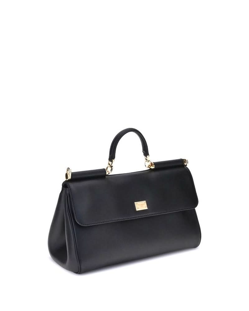 Dolce & Gabbana Black Calf Leather Bos Taurus Shoulder Bag