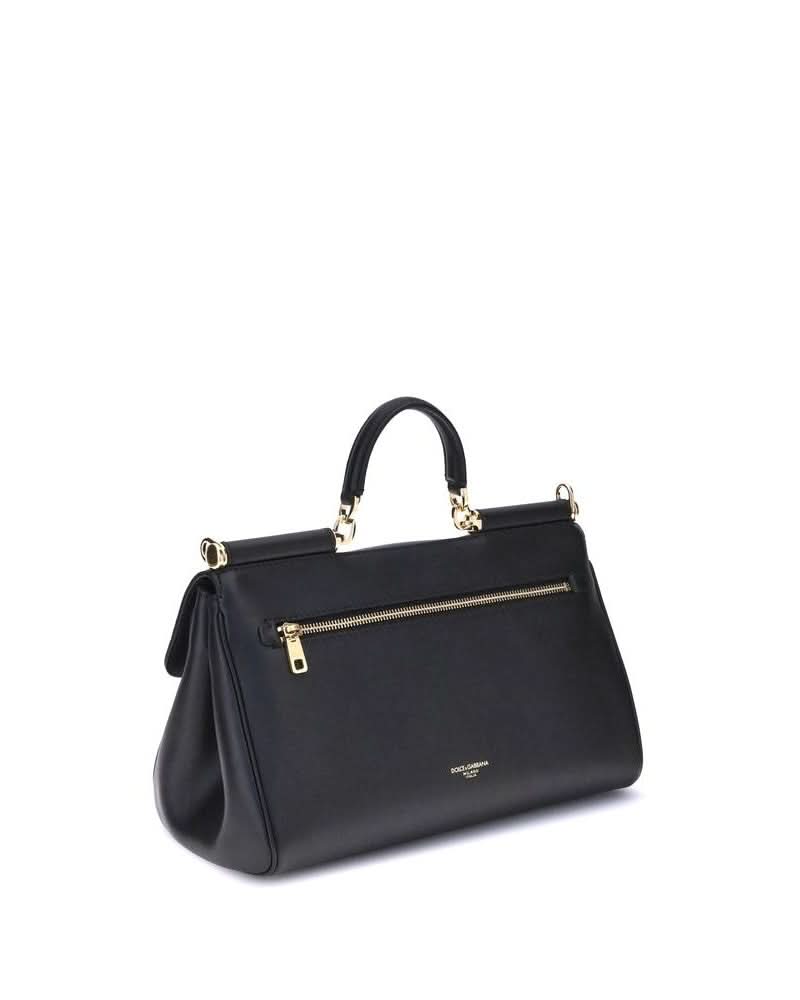 Dolce & Gabbana Black Calf Leather Bos Taurus Shoulder Bag