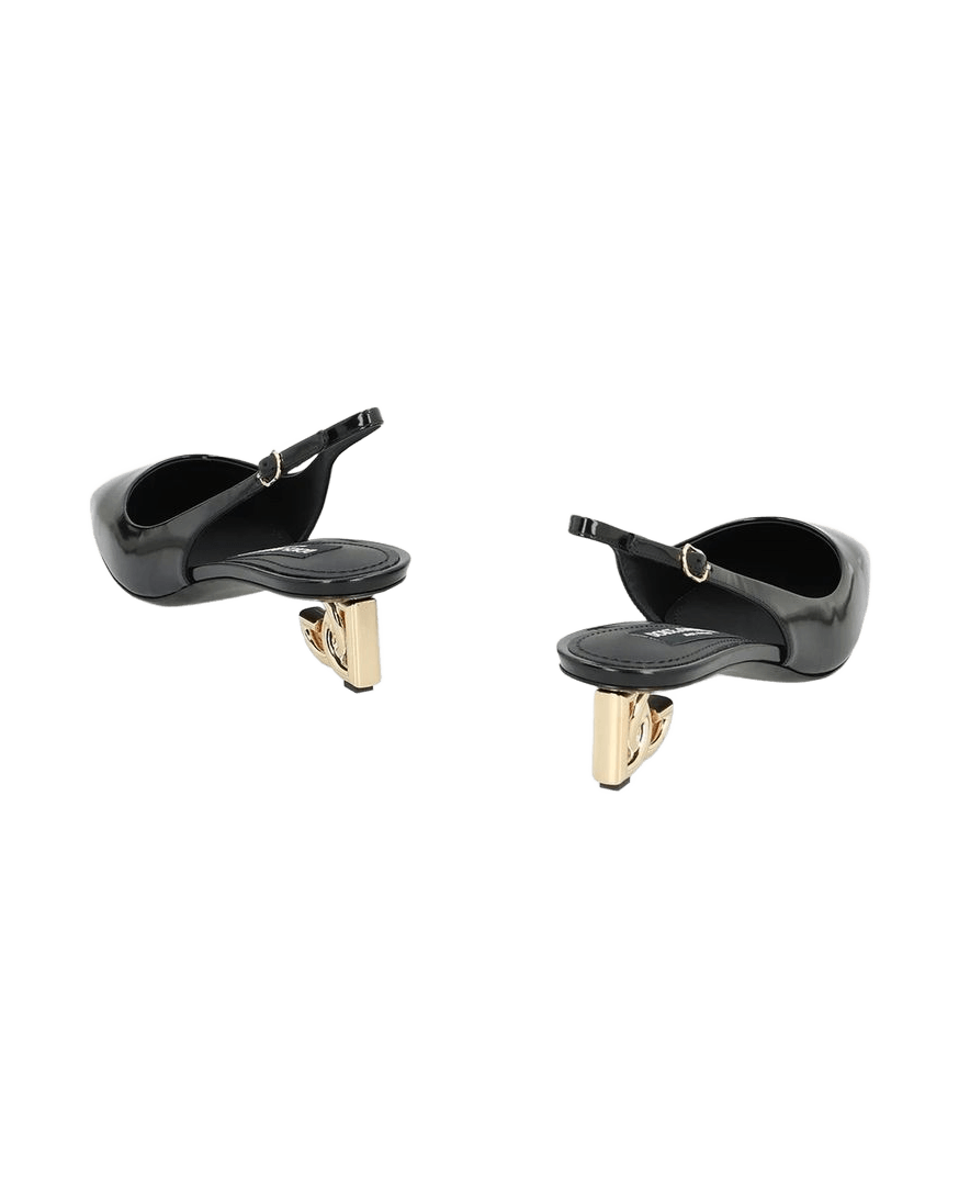 Dolce & Gabbana Black Calfskin Mid Heels Glam Steals