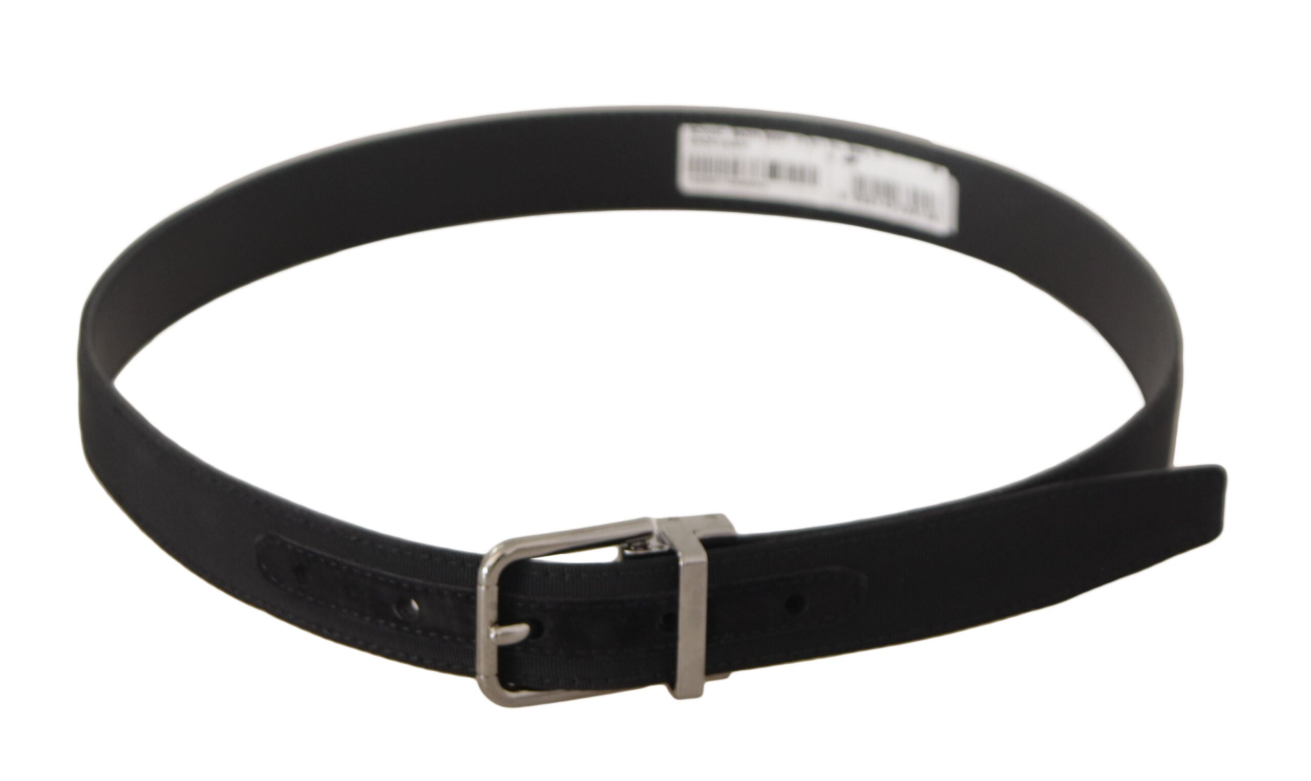 Dolce & Gabbana Black Canvas Leather Silver Tone Metal Buckle Belt Glam Steals