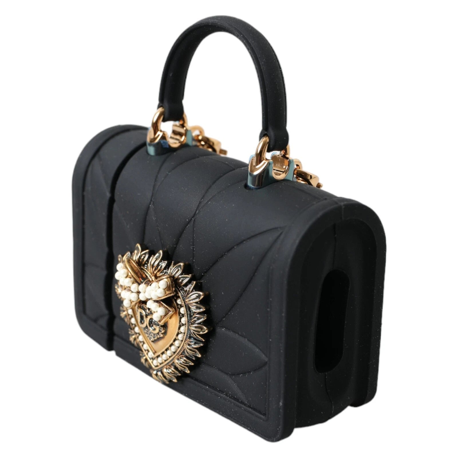 Dolce & Gabbana Black Case Silicone Devotion Heart Cover Hand Bag Airpod Glam Steals