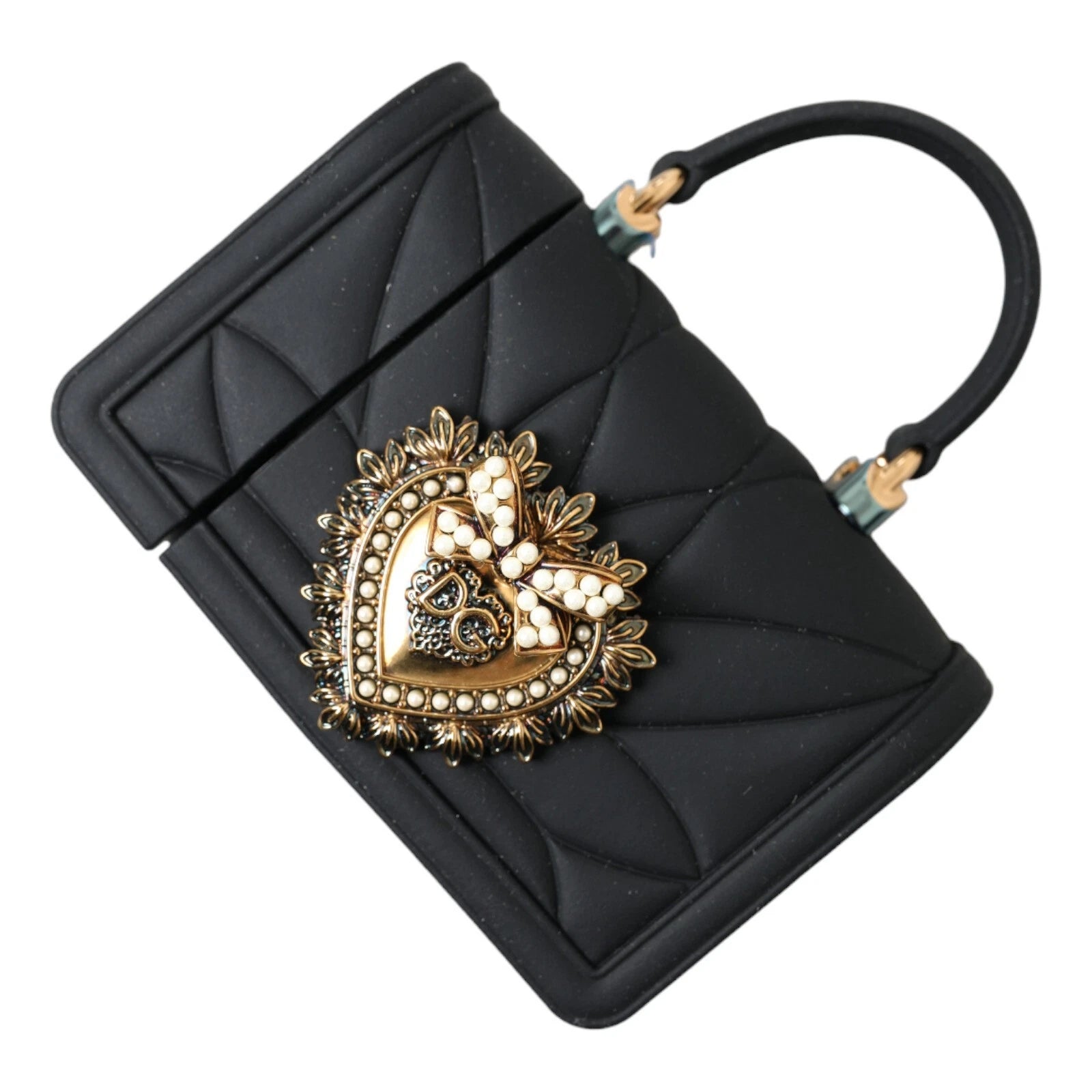 Dolce & Gabbana Black Case Silicone Devotion Heart Cover Hand Bag Airpod Glam Steals