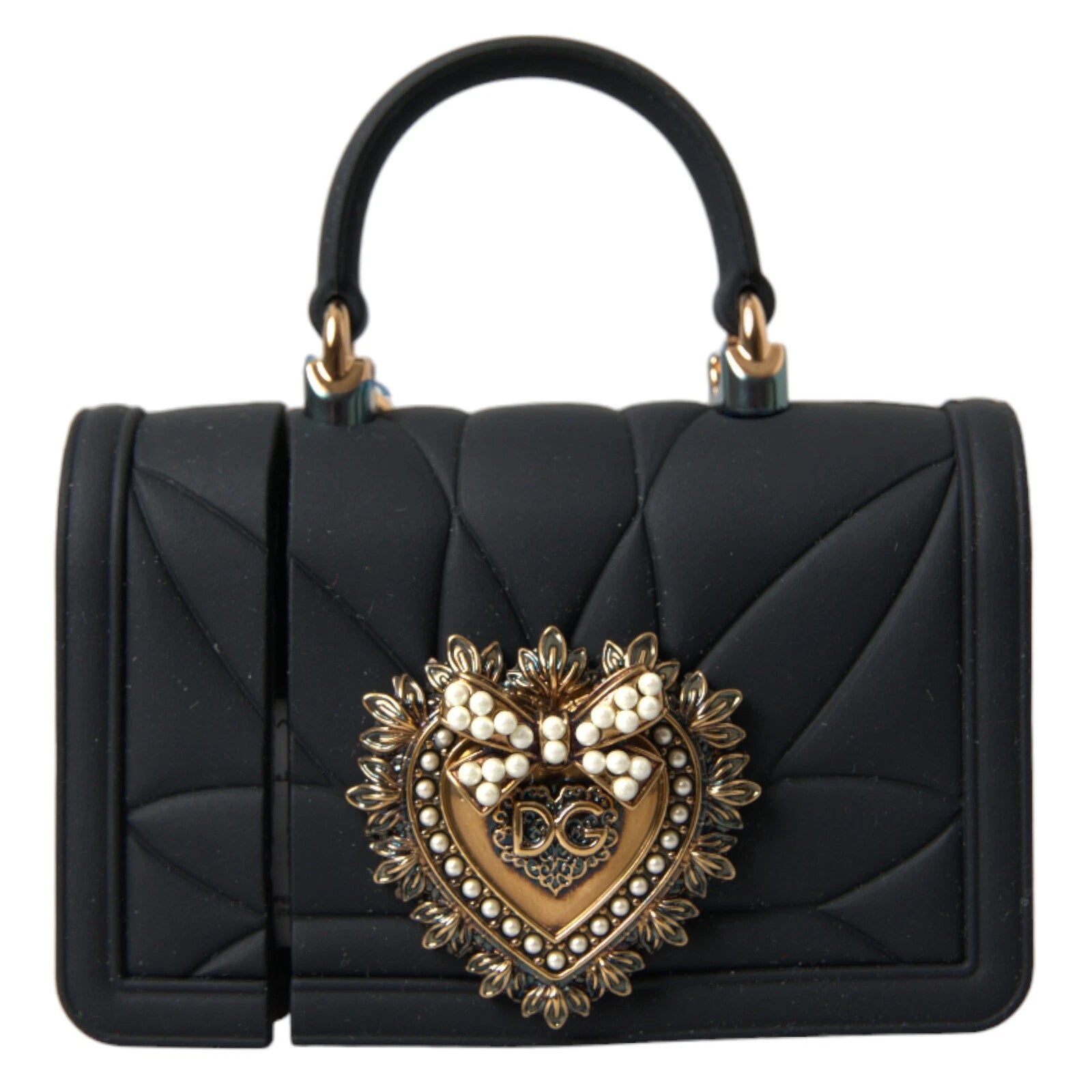 Dolce & Gabbana Black Case Silicone Devotion Heart Cover Hand Bag Airpod Glam Steals