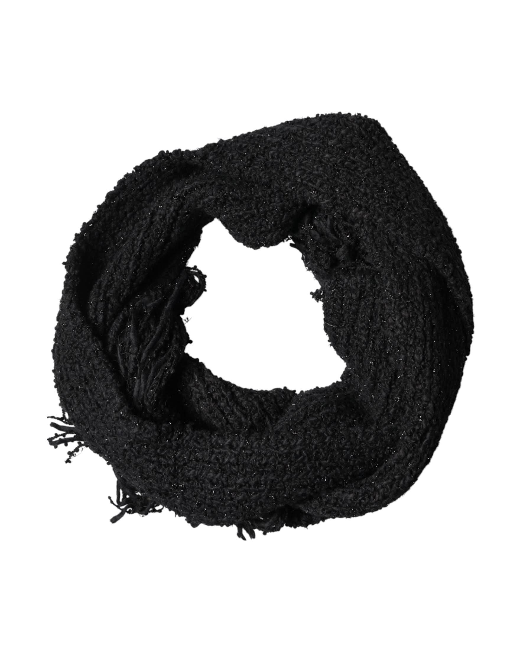 Dolce & Gabbana Black Cashmere Knit Shawl Fringes Scarf Scarves & Shawls