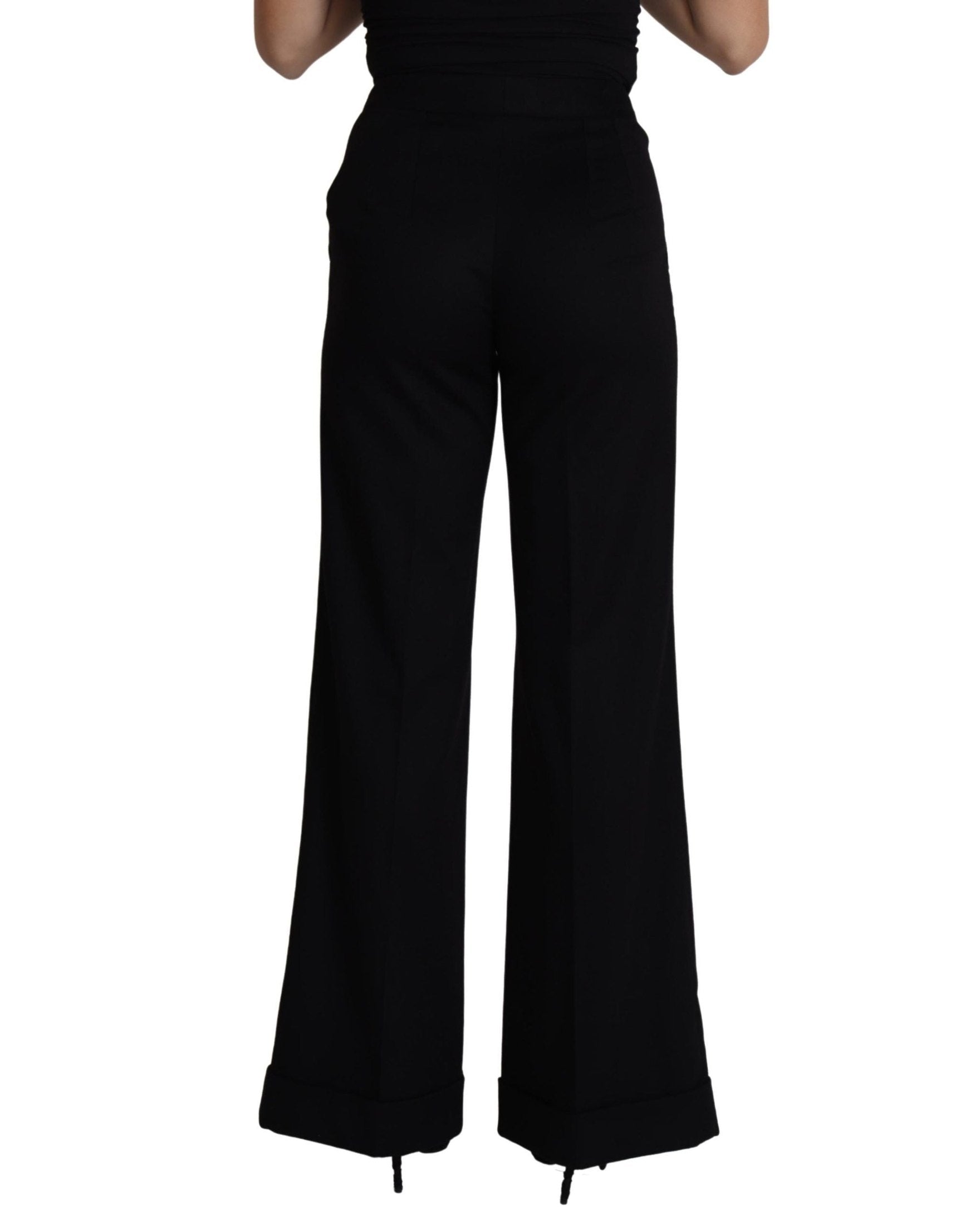 Dolce & Gabbana Black Cashmere Wide Leg Trouser Pant Glam Steals