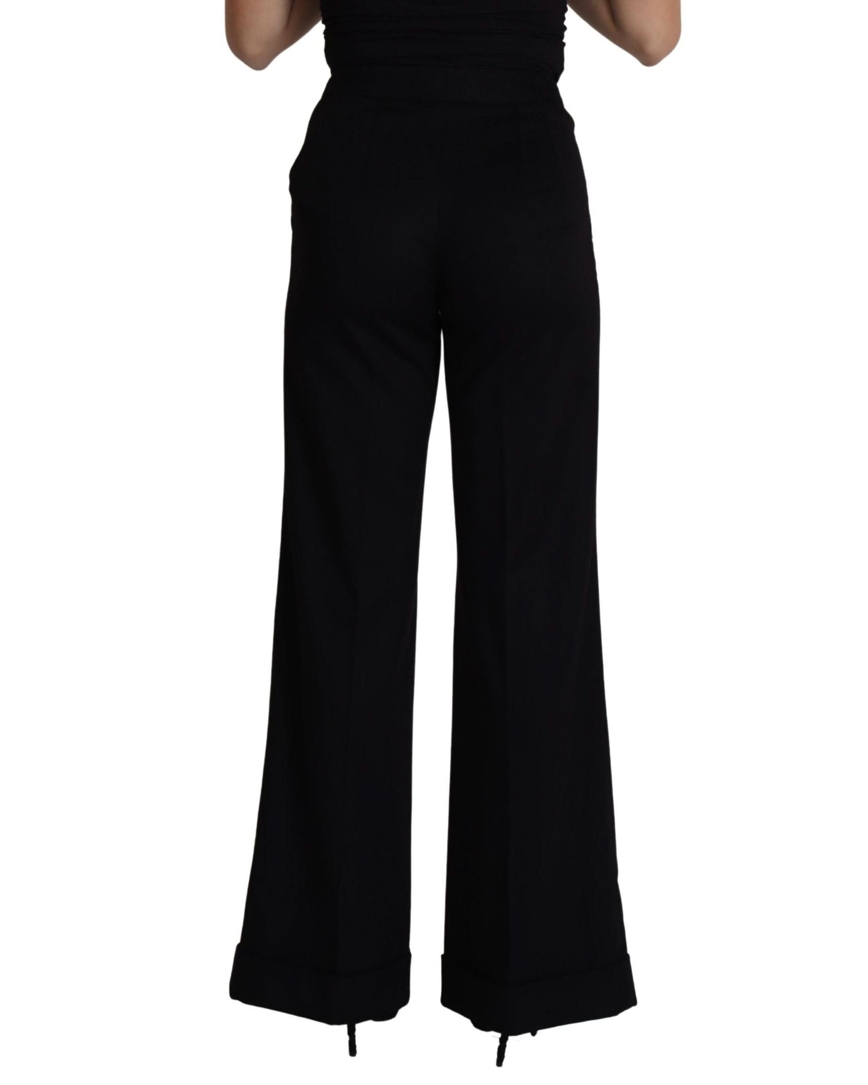 Dolce & Gabbana Black Cashmere Wide Leg Trouser Pant Trousers