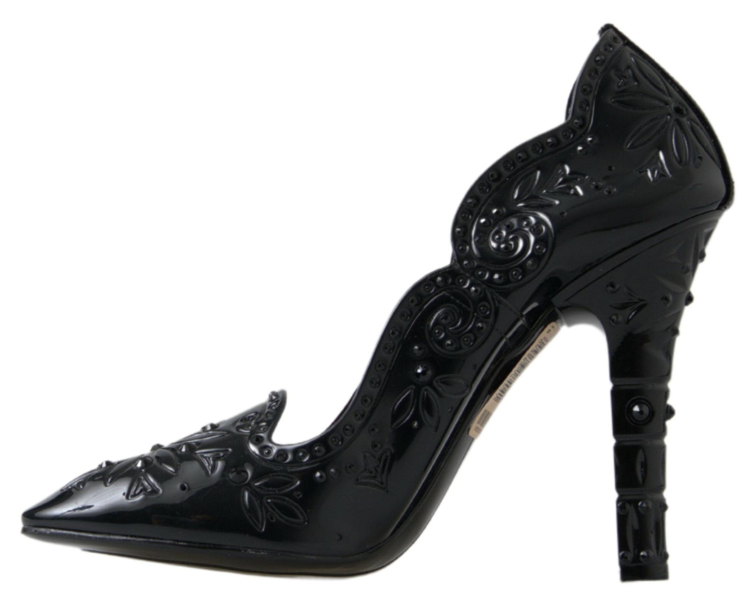 Dolce & Gabbana Black Cinderella Floral Crystal Heels Glam Steals