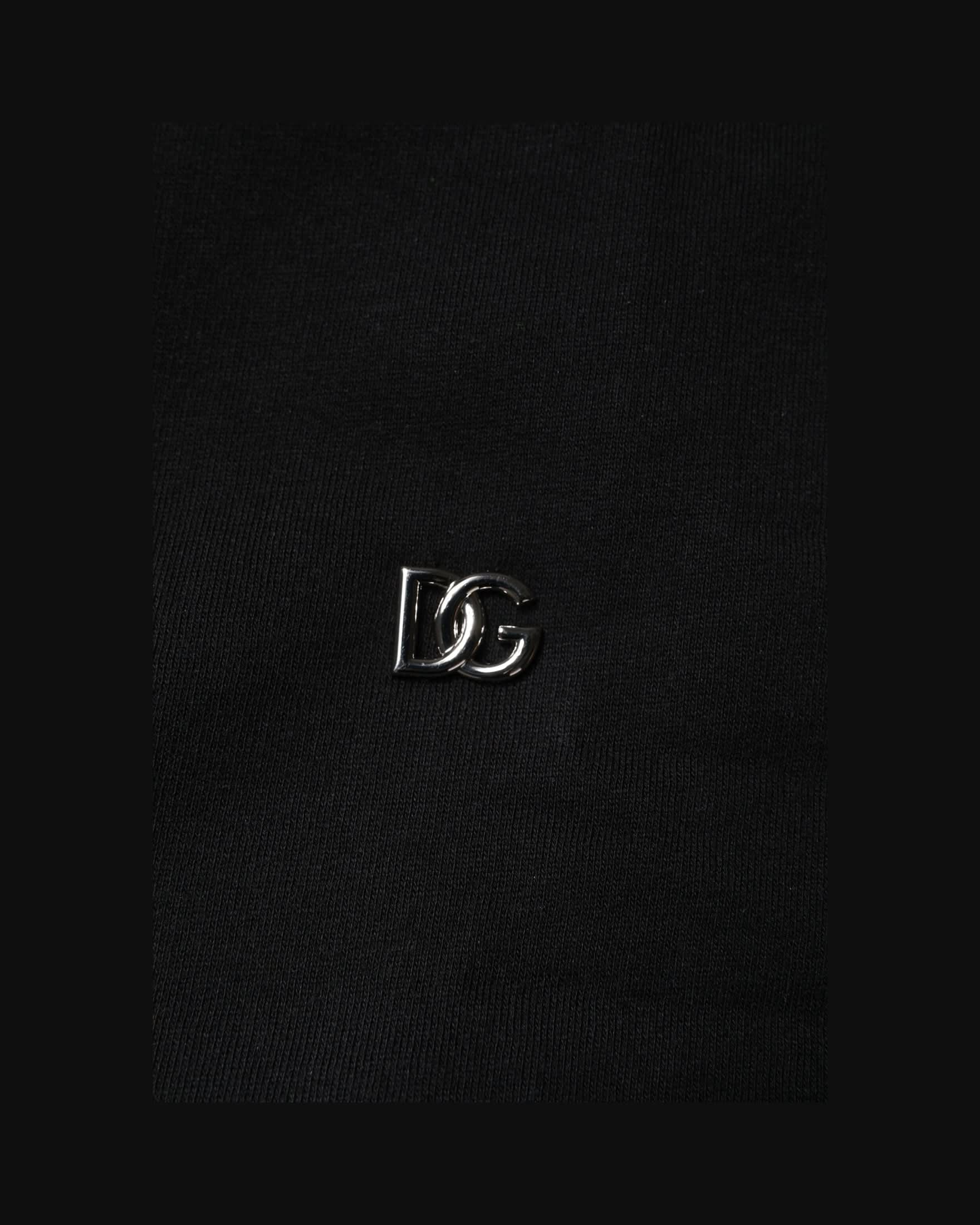 Dolce & Gabbana Black Cotton Crew Neck Sweatshirt Sweater Sweatshirts