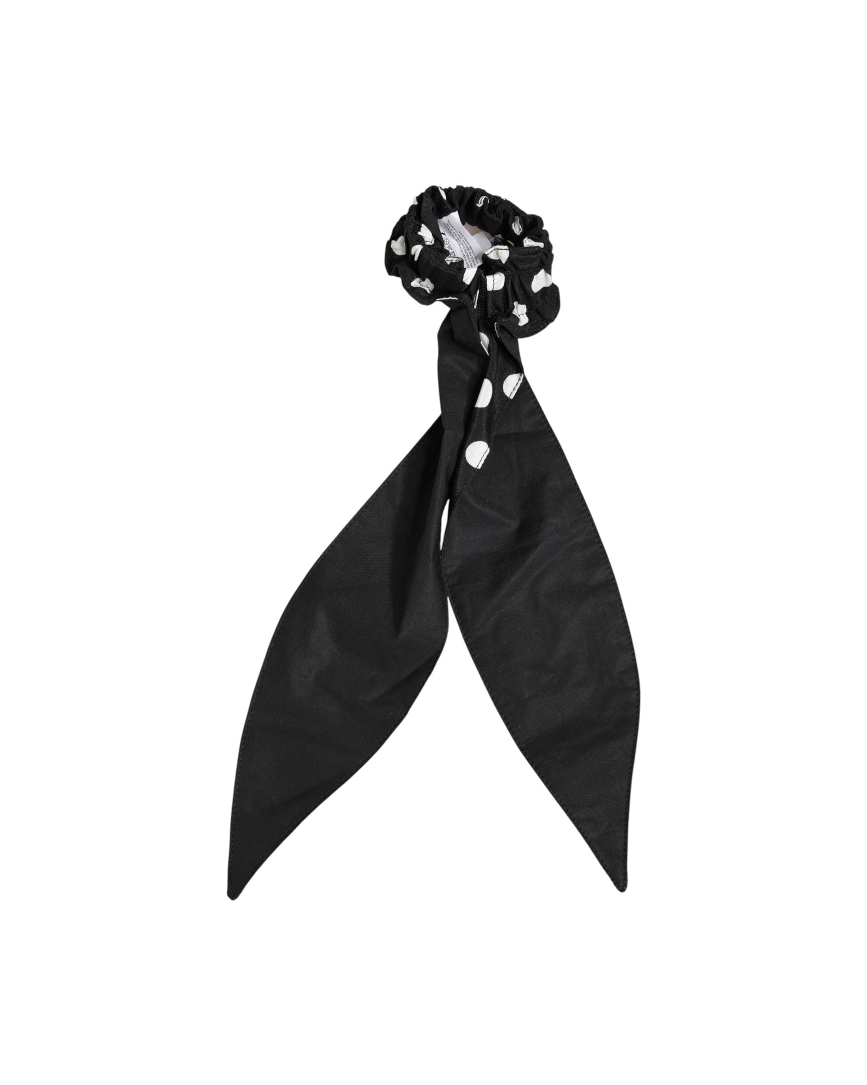 Dolce & Gabbana Black Cotton Polka Dot Scarf Tie Accessory Hair Scrunchie Glam Steals
