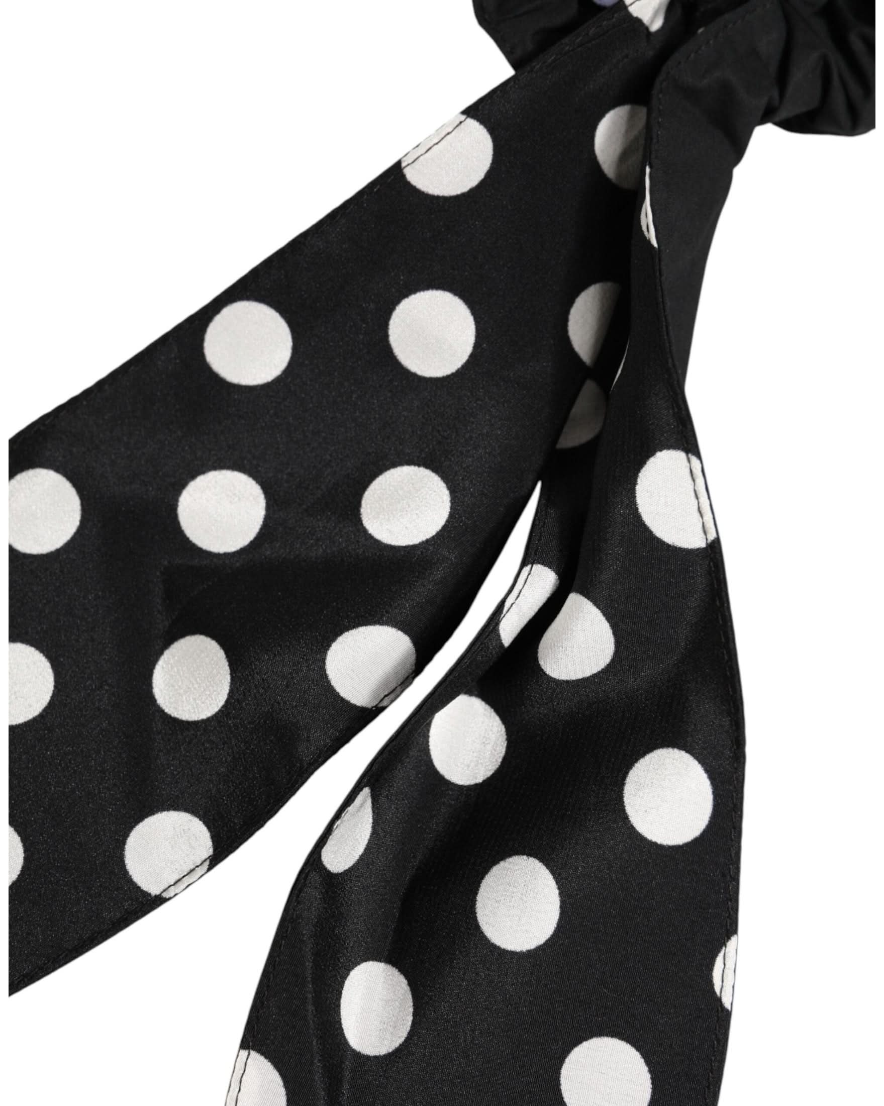 Dolce & Gabbana Black Cotton Polka Dot Scarf Tie Hair Scrunchie Ponytail Holders