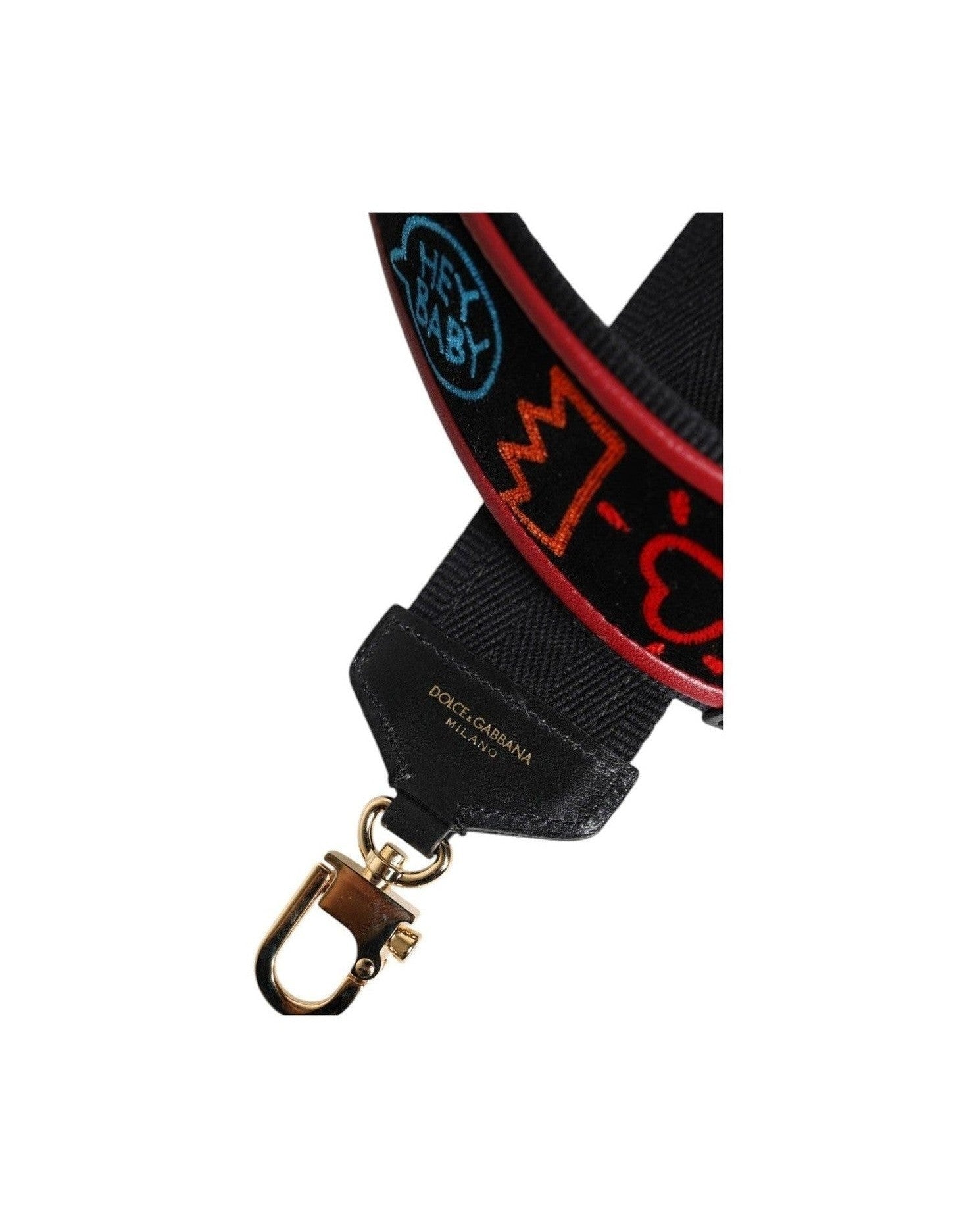 Dolce & Gabbana Black Cotton Printed Bag Shoulder Strap Glam Steals
