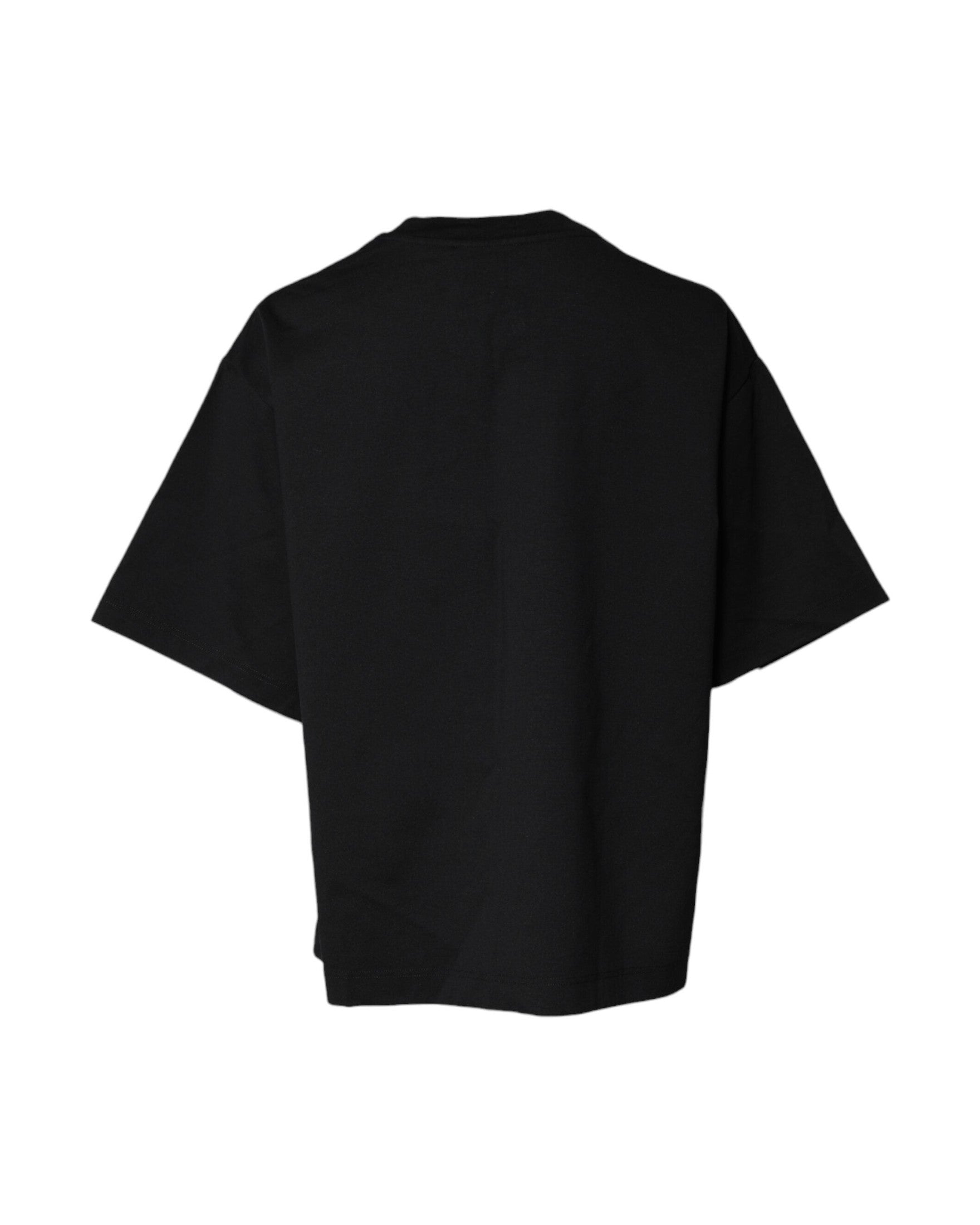 Dolce & Gabbana Black Cotton Printed Crew Neck Tee T-shirt Glam Steals