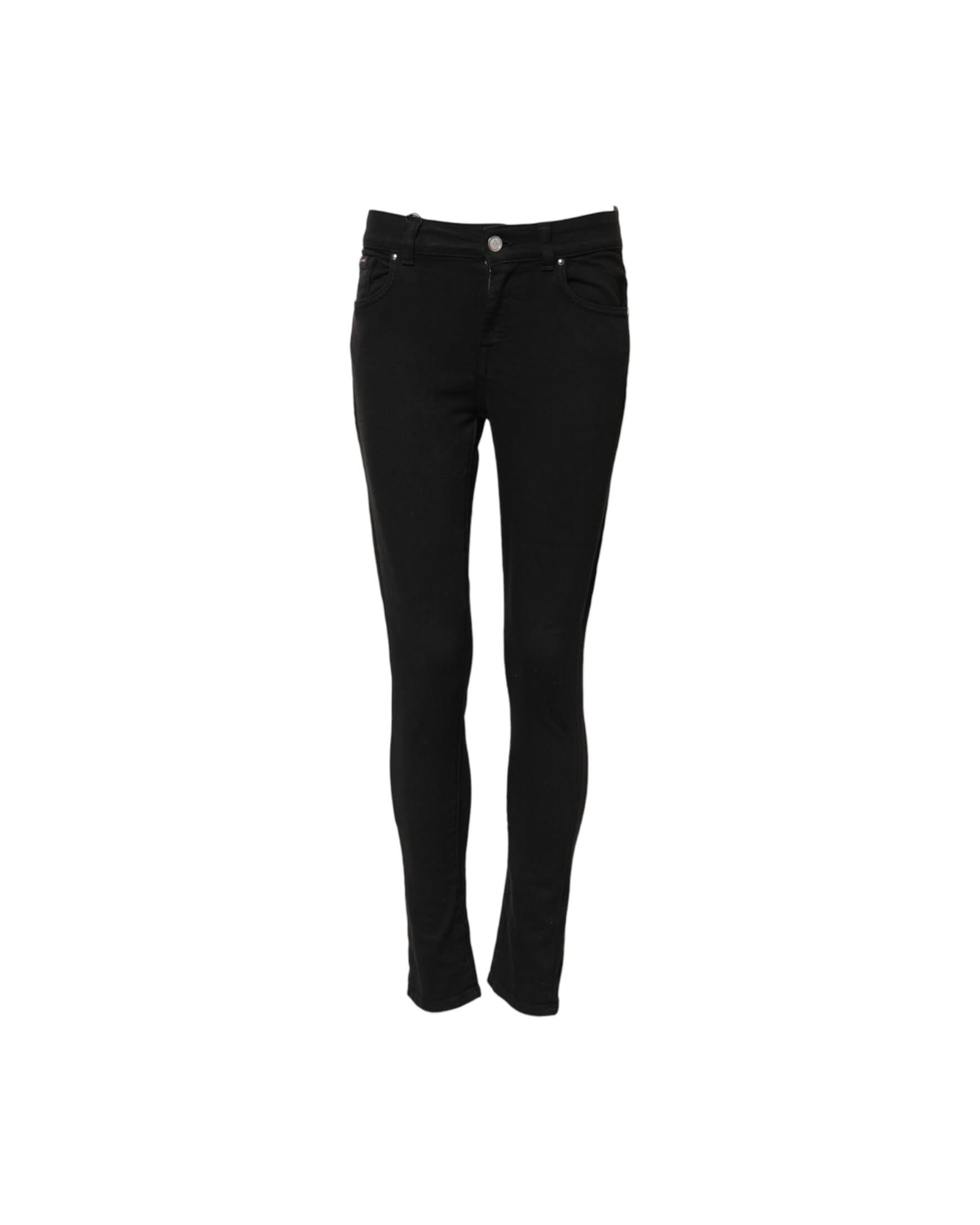 Dolce & Gabbana Black Cotton Skinny Mid Waist Denim Jeans Jeans