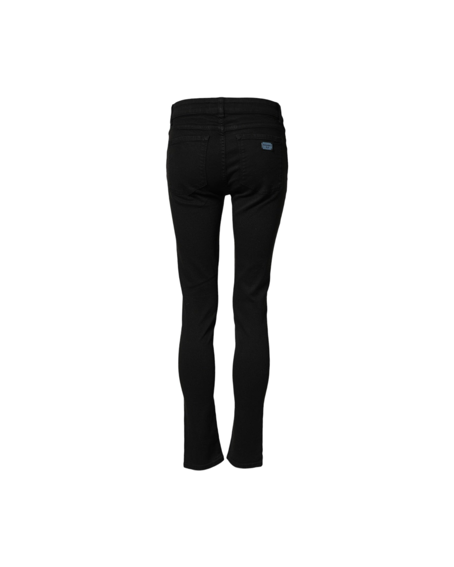 Dolce & Gabbana Black Cotton Skinny Mid Waist Denim Jeans Glam Steals