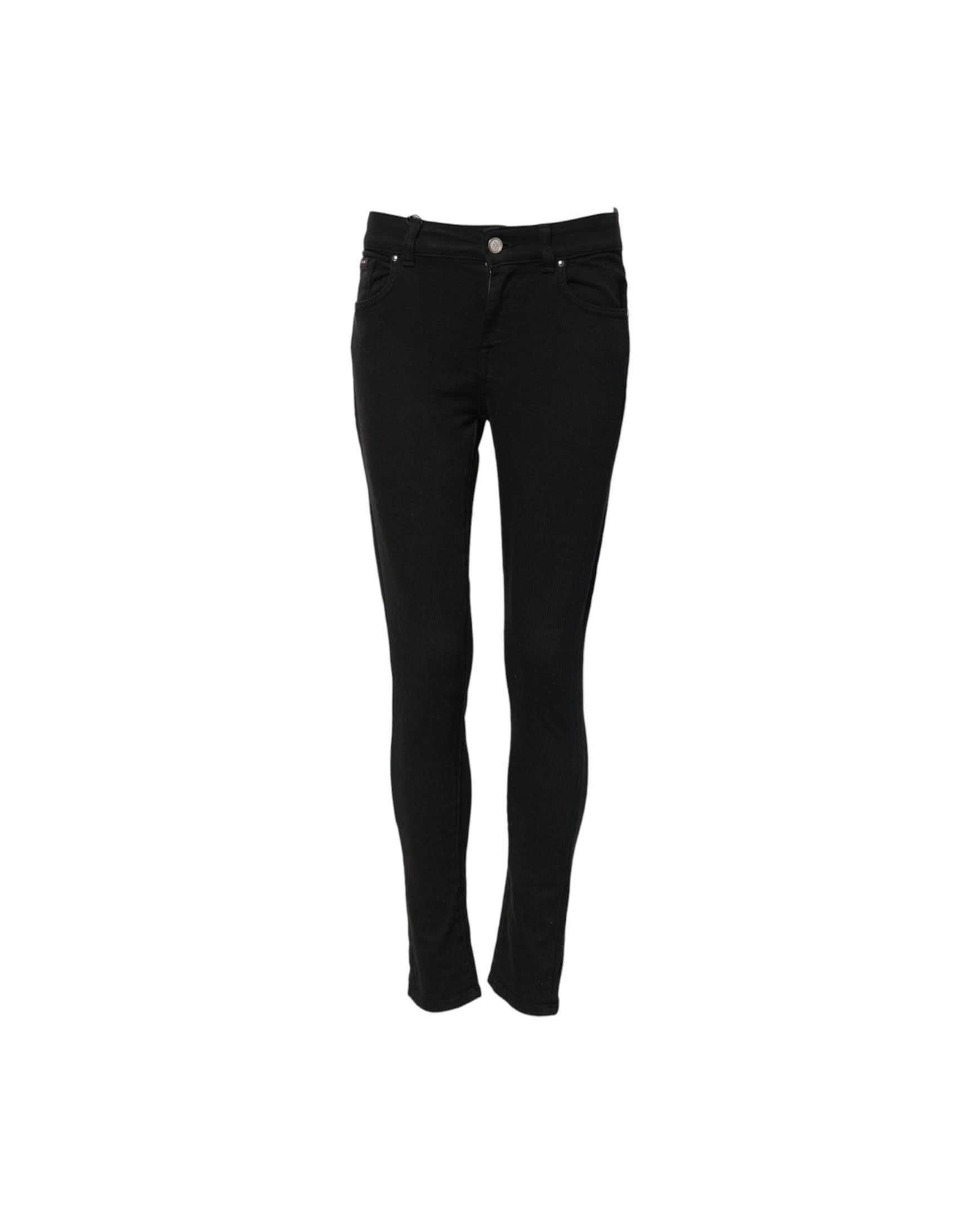 Dolce & Gabbana Black Cotton Skinny Mid Waist Denim Jeans Jeans