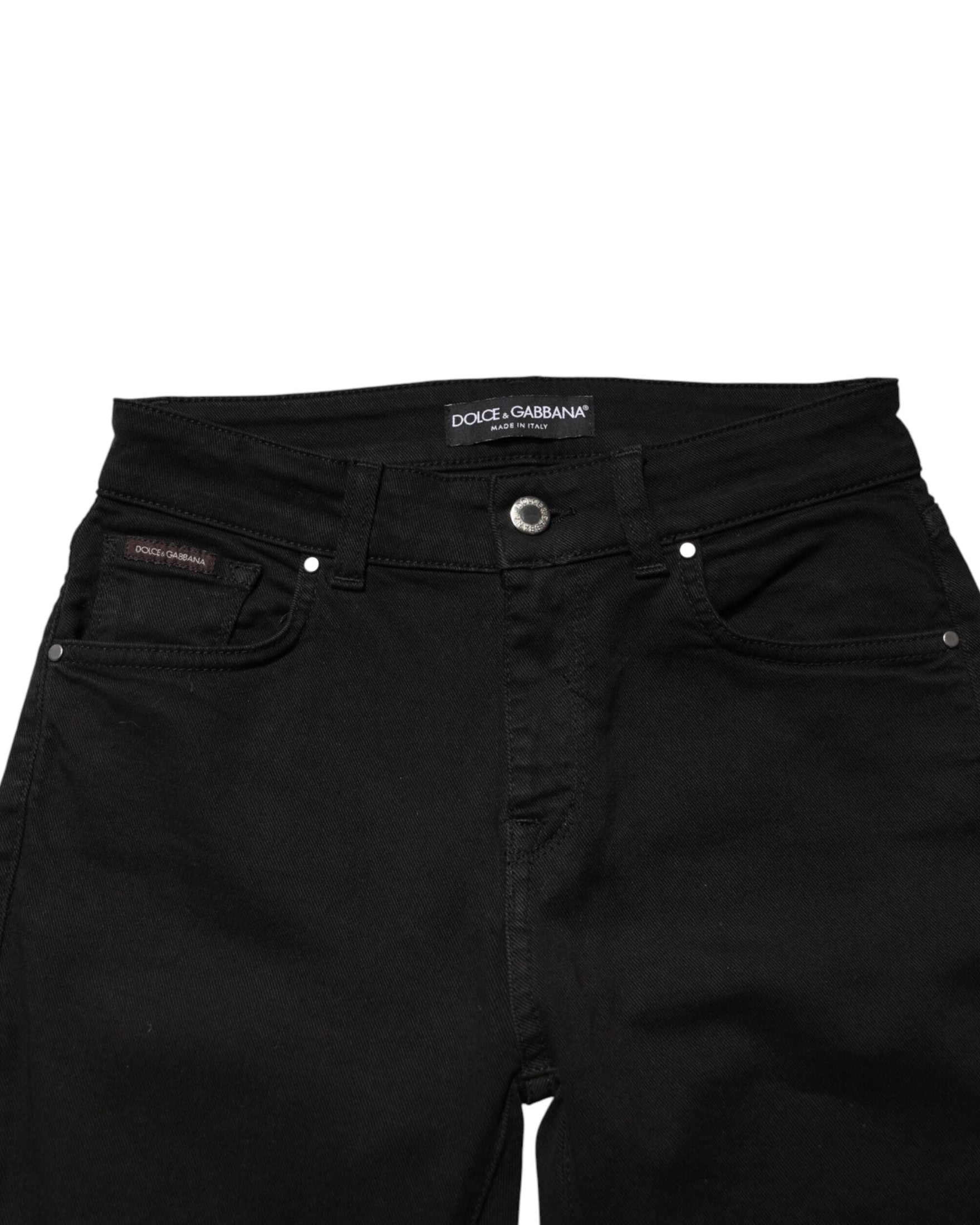 Dolce & Gabbana Black Cotton Skinny Mid Waist Denim Jeans Glam Steals