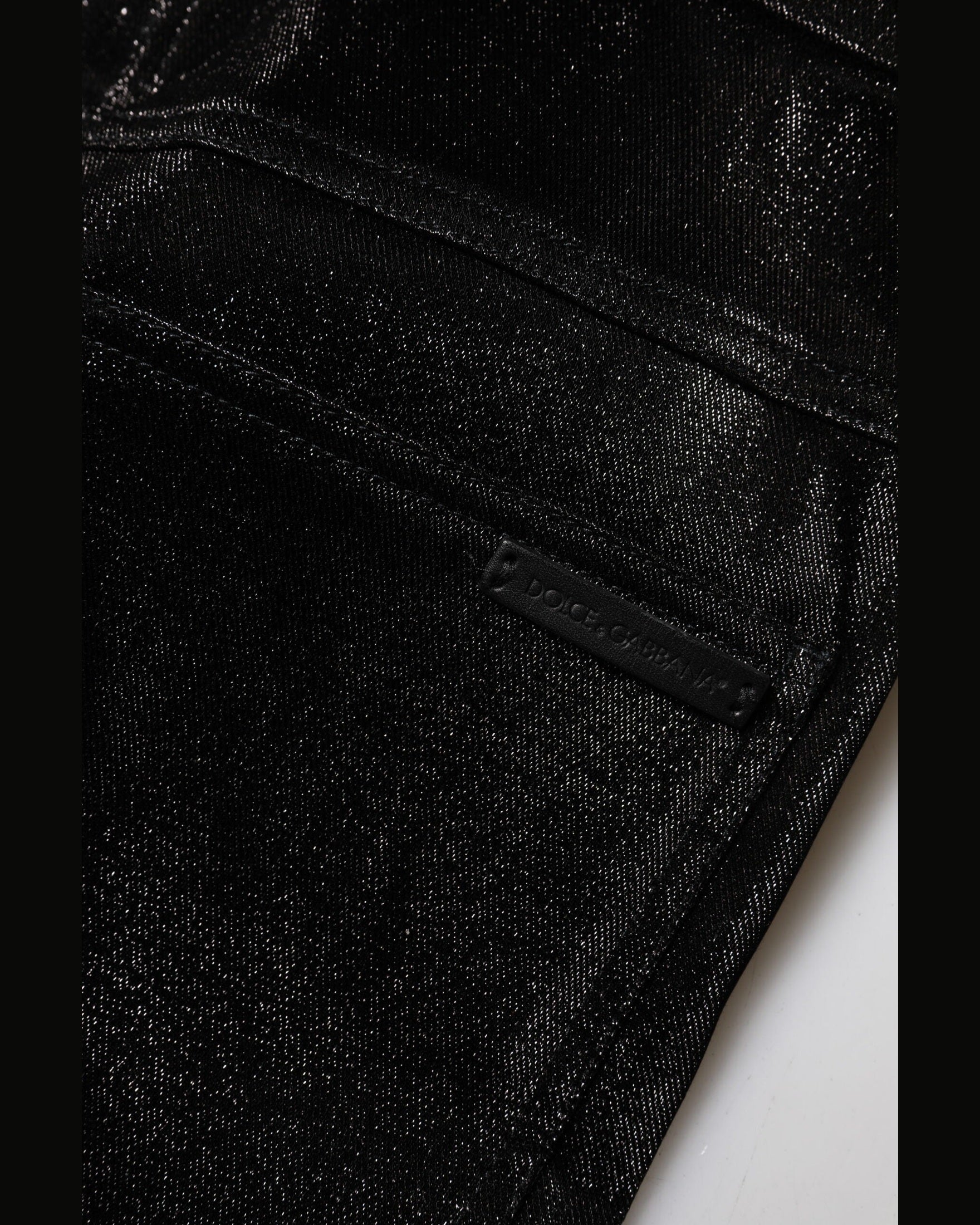 Dolce & Gabbana Black Cotton Stretch Silver Lurex Thread Pant Glam Steals