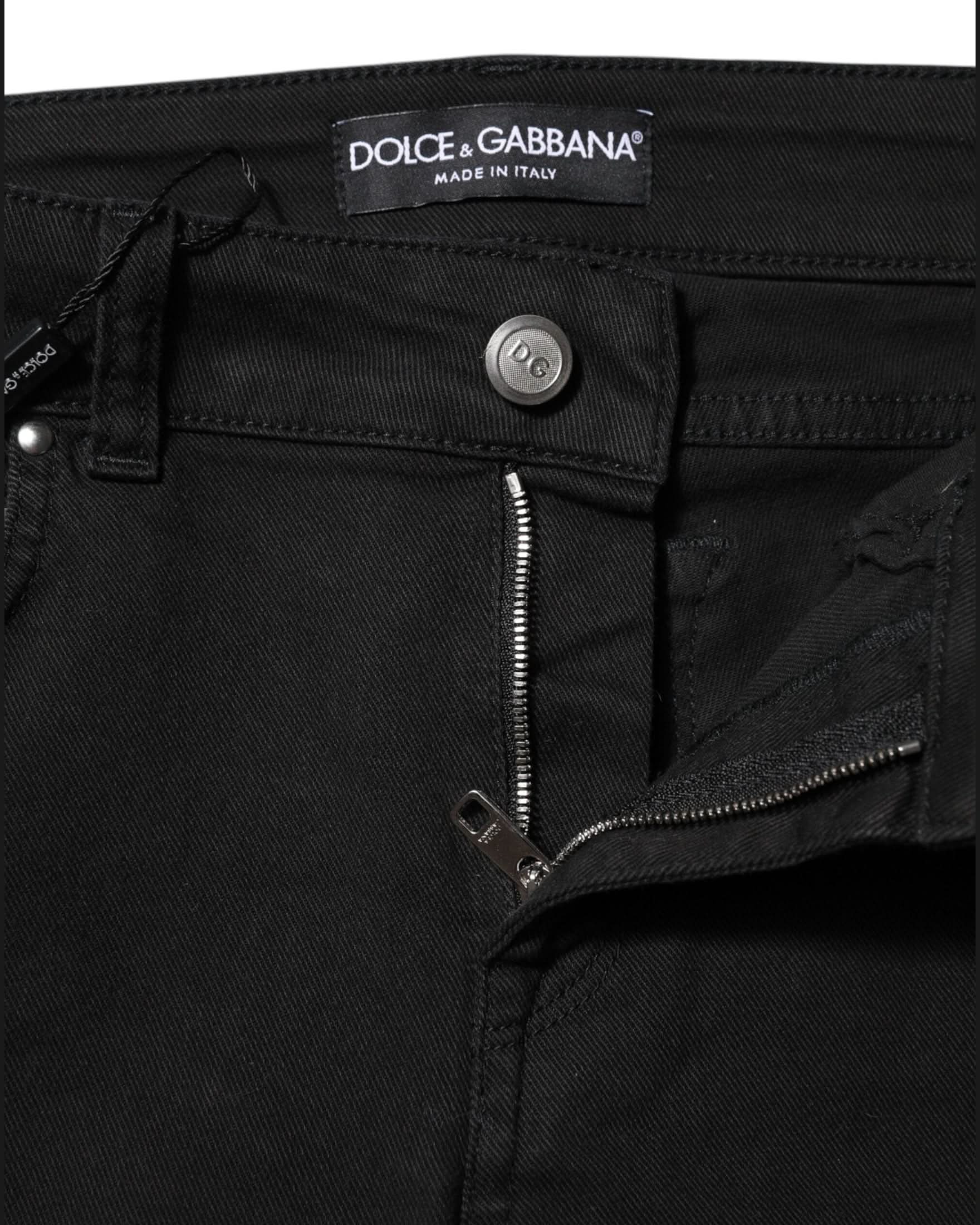 Dolce & Gabbana Black Cotton Stretch Slim Fit Denim Jeans Jeans