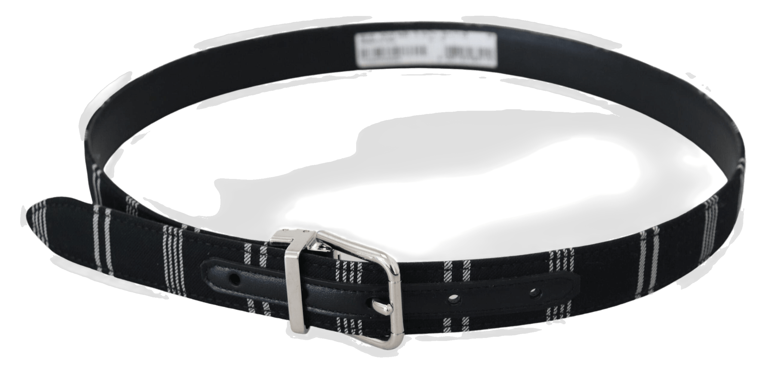 Dolce & Gabbana Black Cotton White Metal Silver Buckle Belt Glam Steals