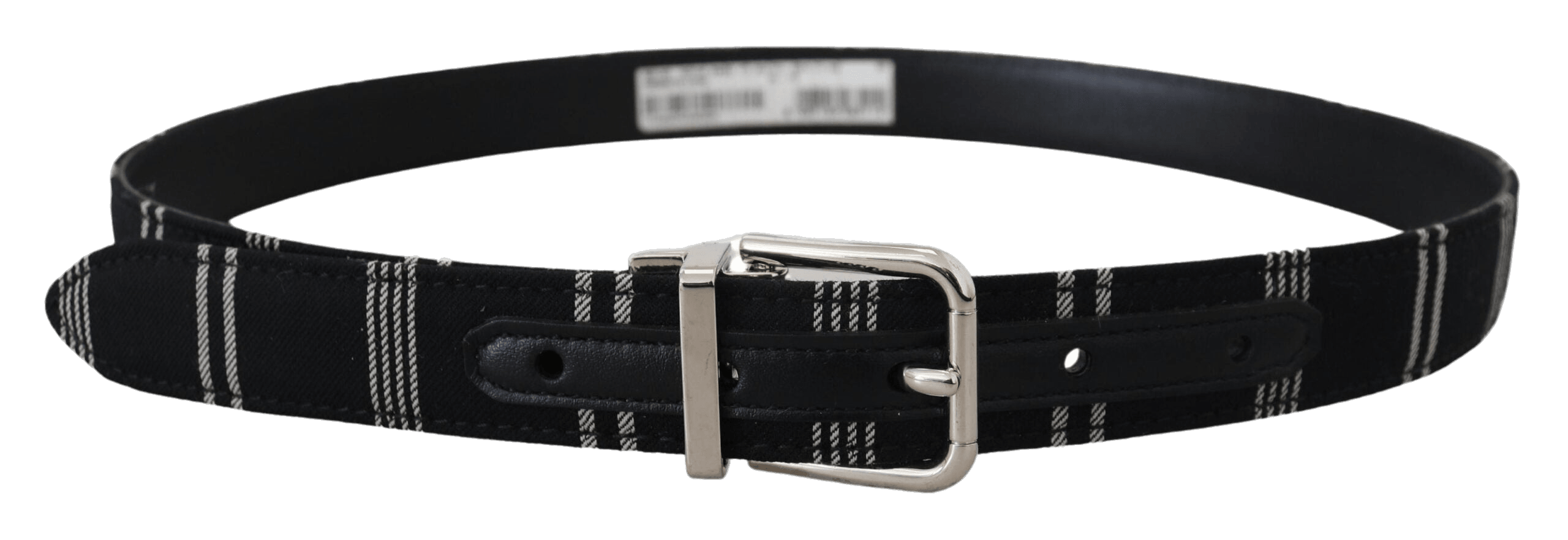 Dolce & Gabbana Black Cotton White Metal Silver Buckle Belt Glam Steals