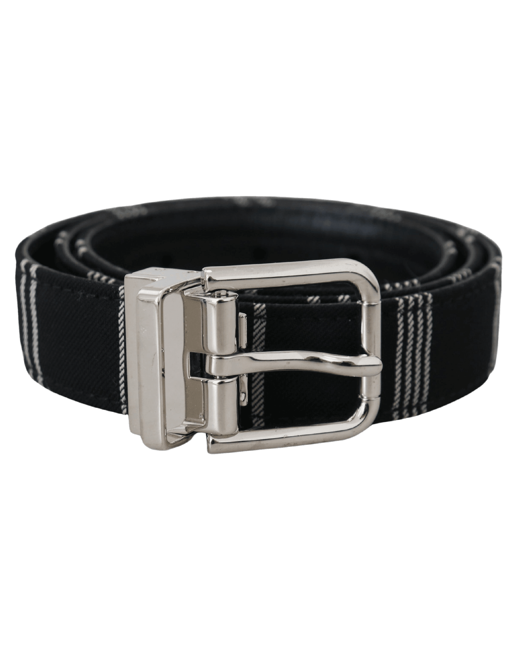 Dolce & Gabbana Black Cotton Metal Buckle Belt Belts
