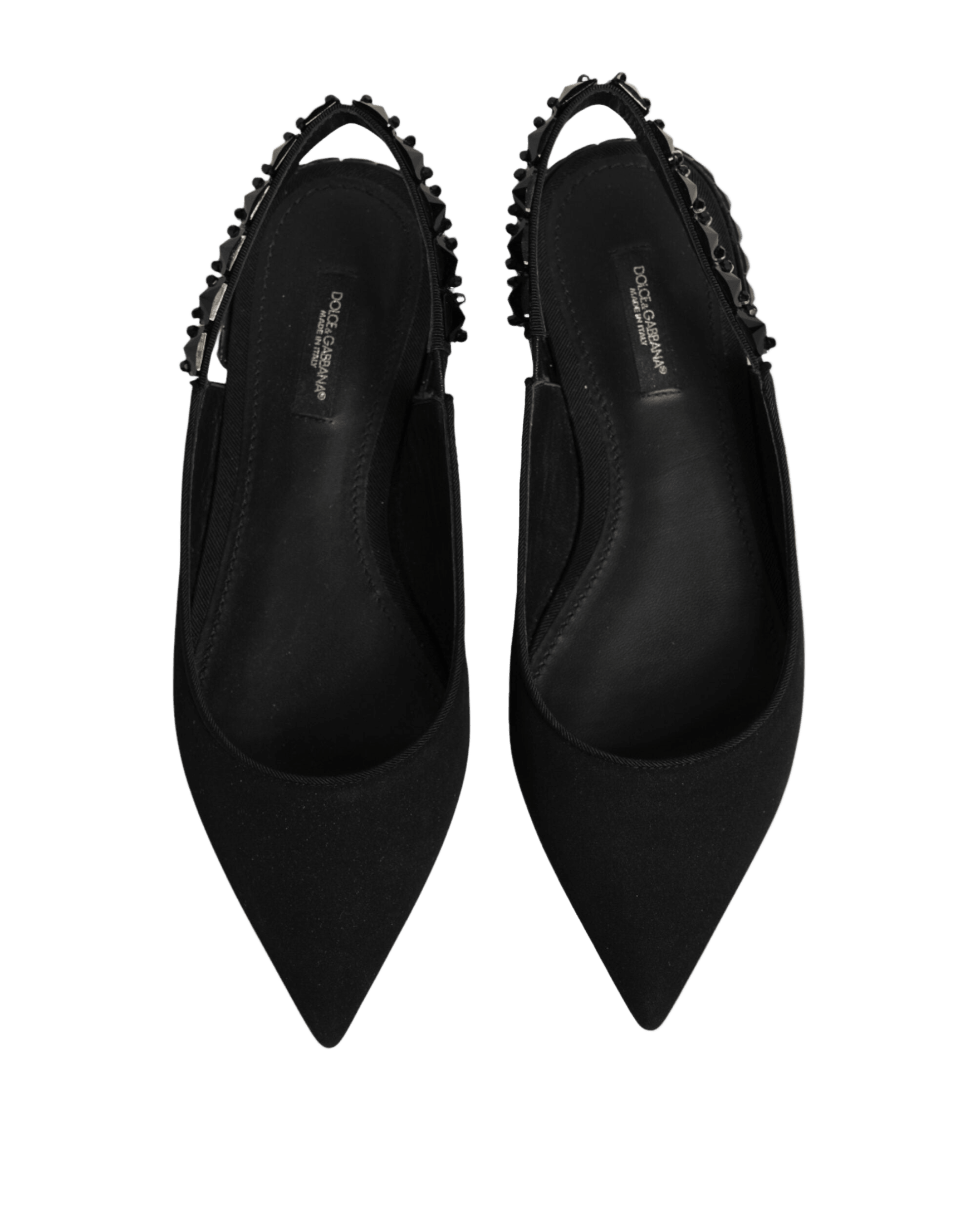 Dolce & Gabbana Black Crystal Charmeuse Slingback Shoes Glam Steals