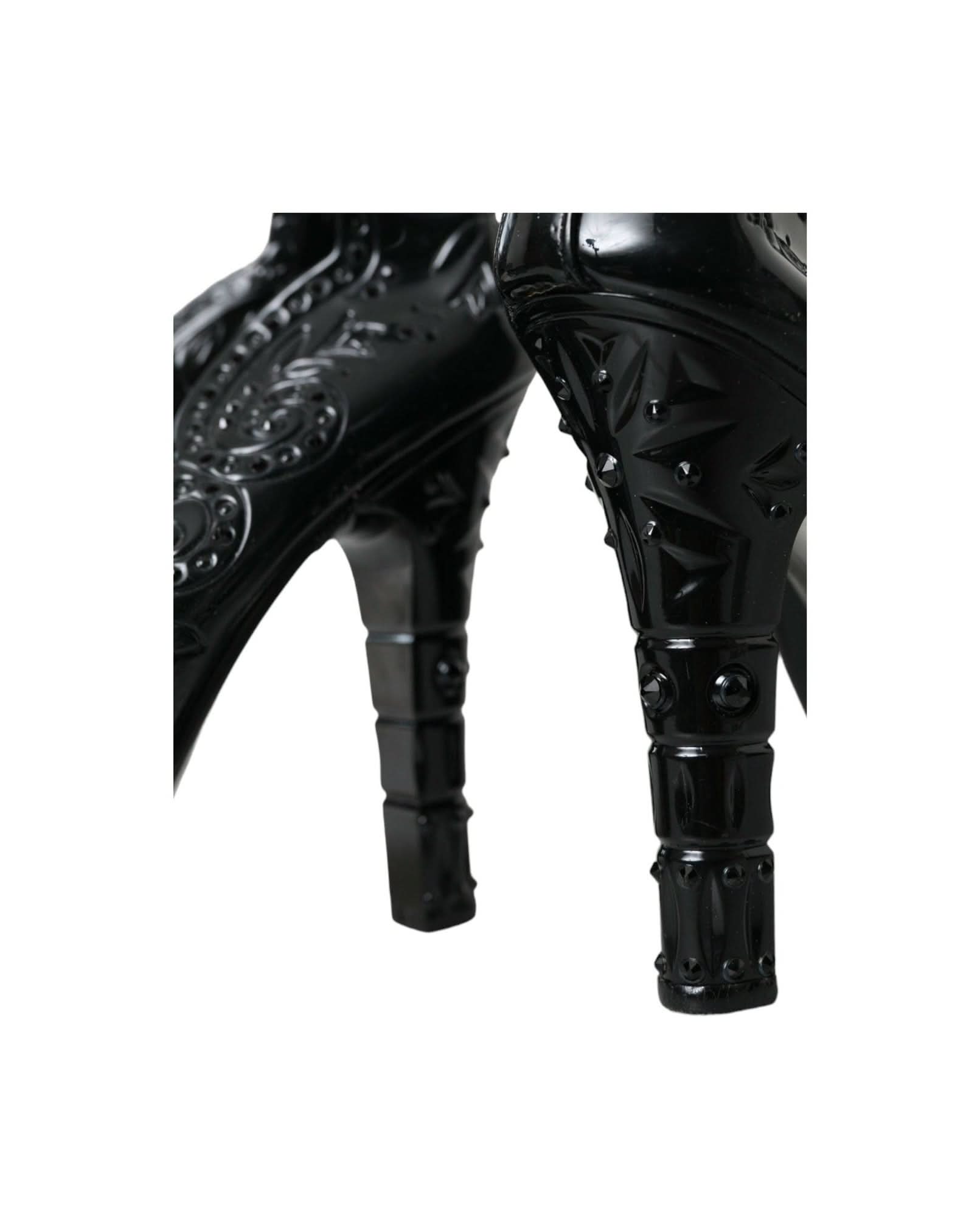 Dolce & Gabbana Black Crystal Cinderella Heels Pumps Shoes Heels