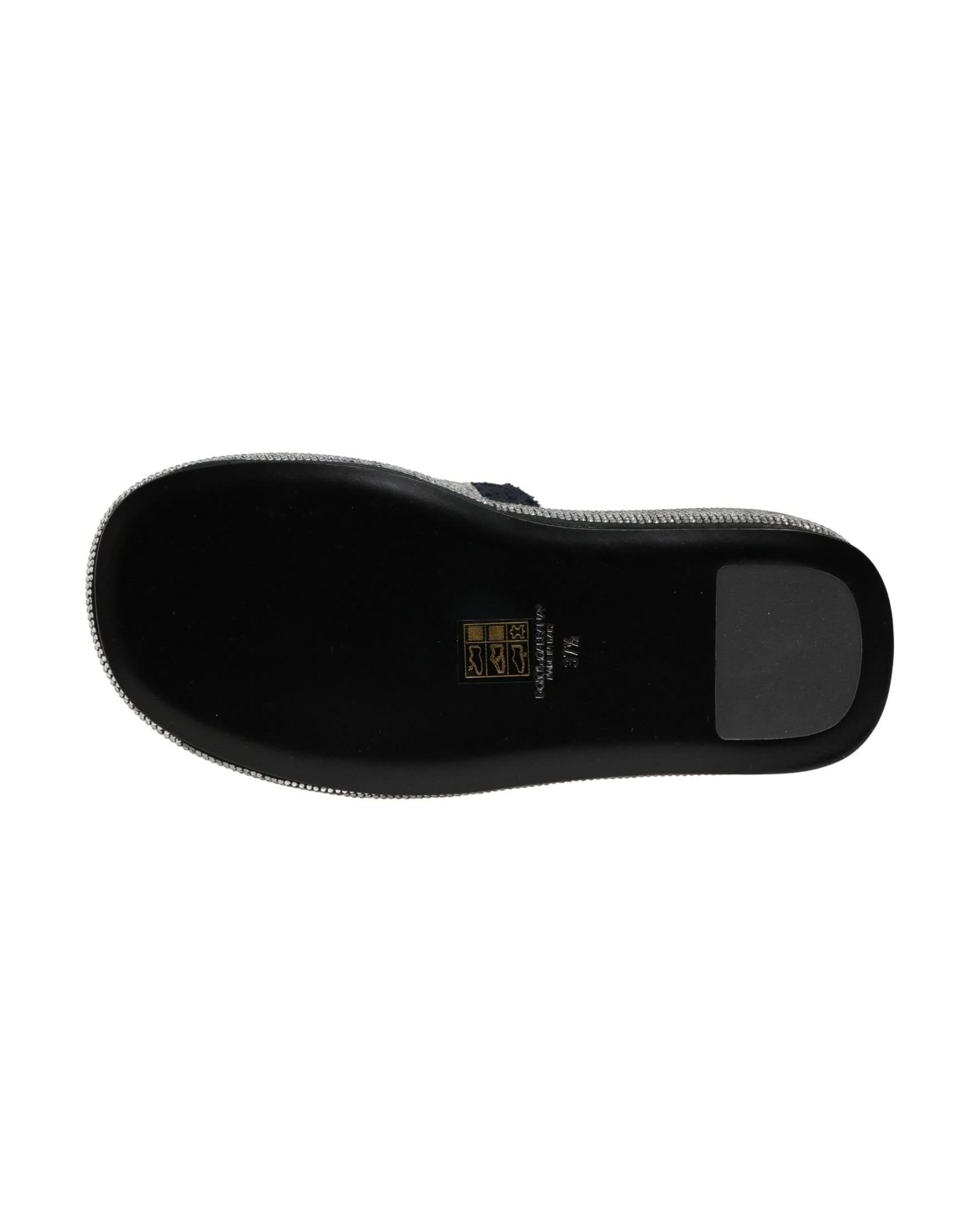 Dolce & Gabbana Black Crystal Embellished Platform Slides Shoes