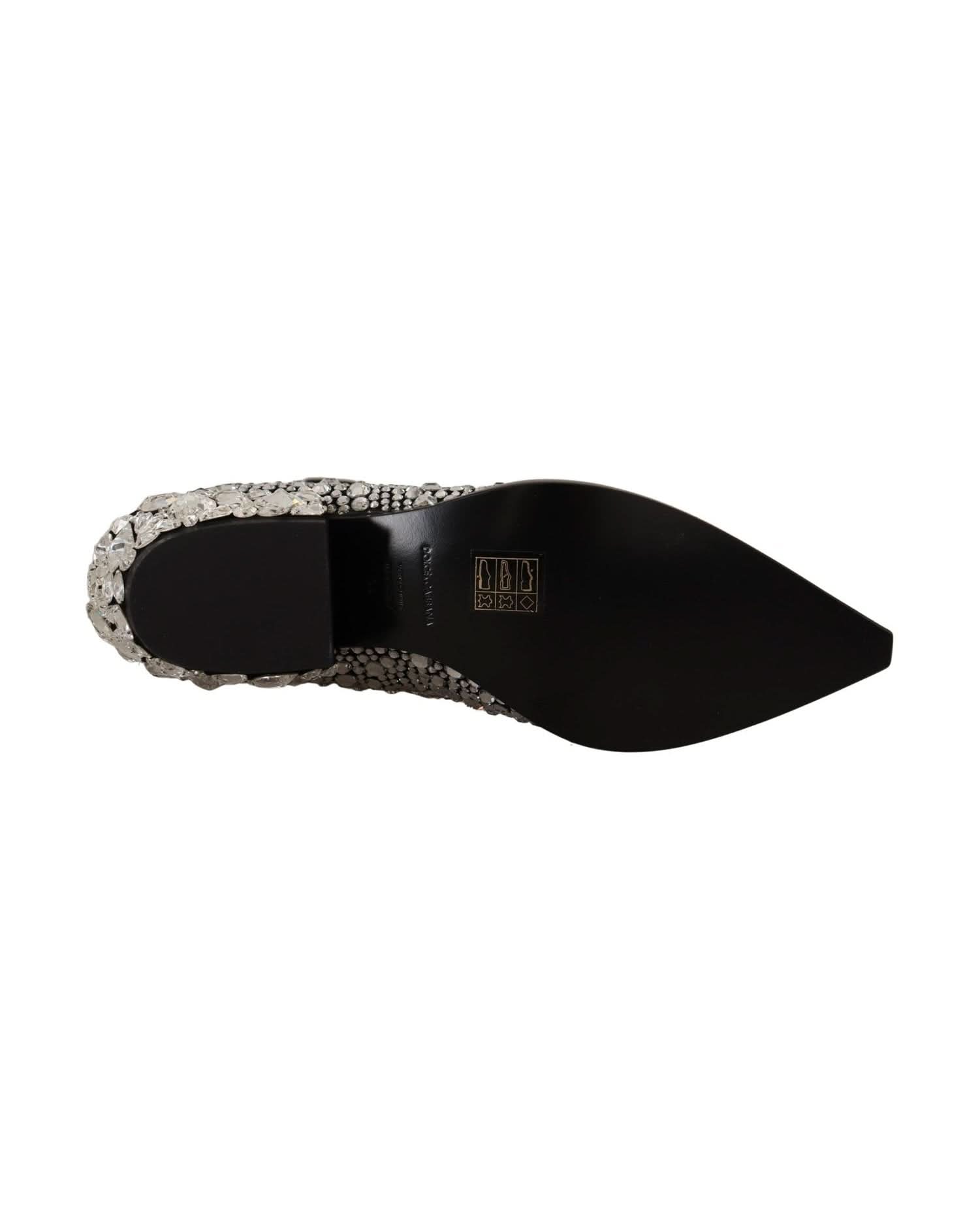 Dolce & Gabbana Black Crystal-Embellished Suede Boots Boots