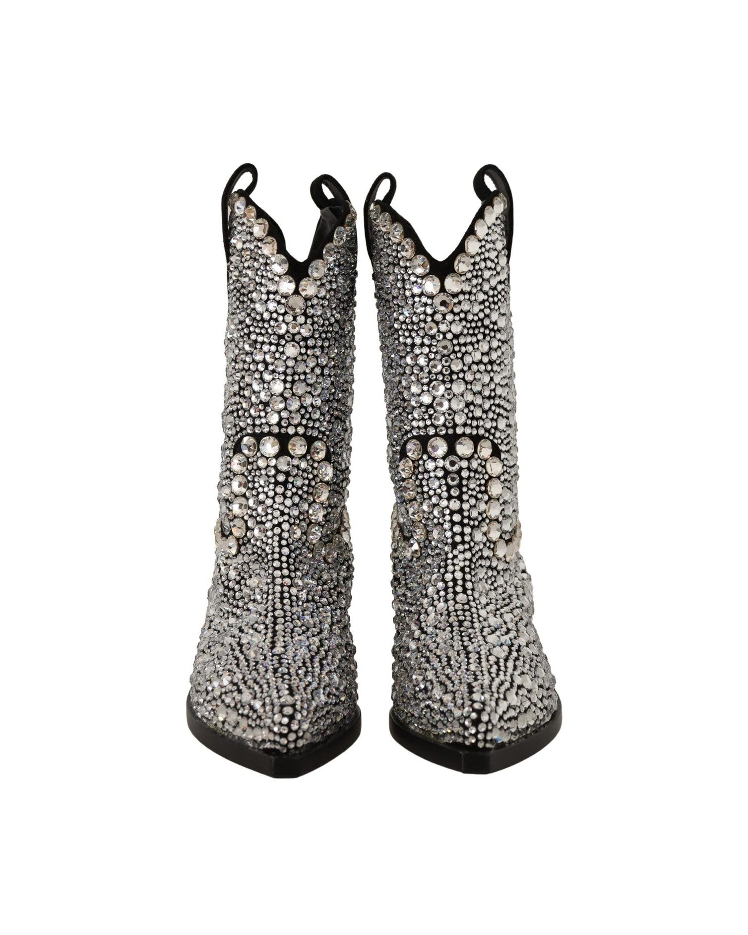 Dolce & Gabbana Crystal-Embellished Suede Black Boots Glam Steals