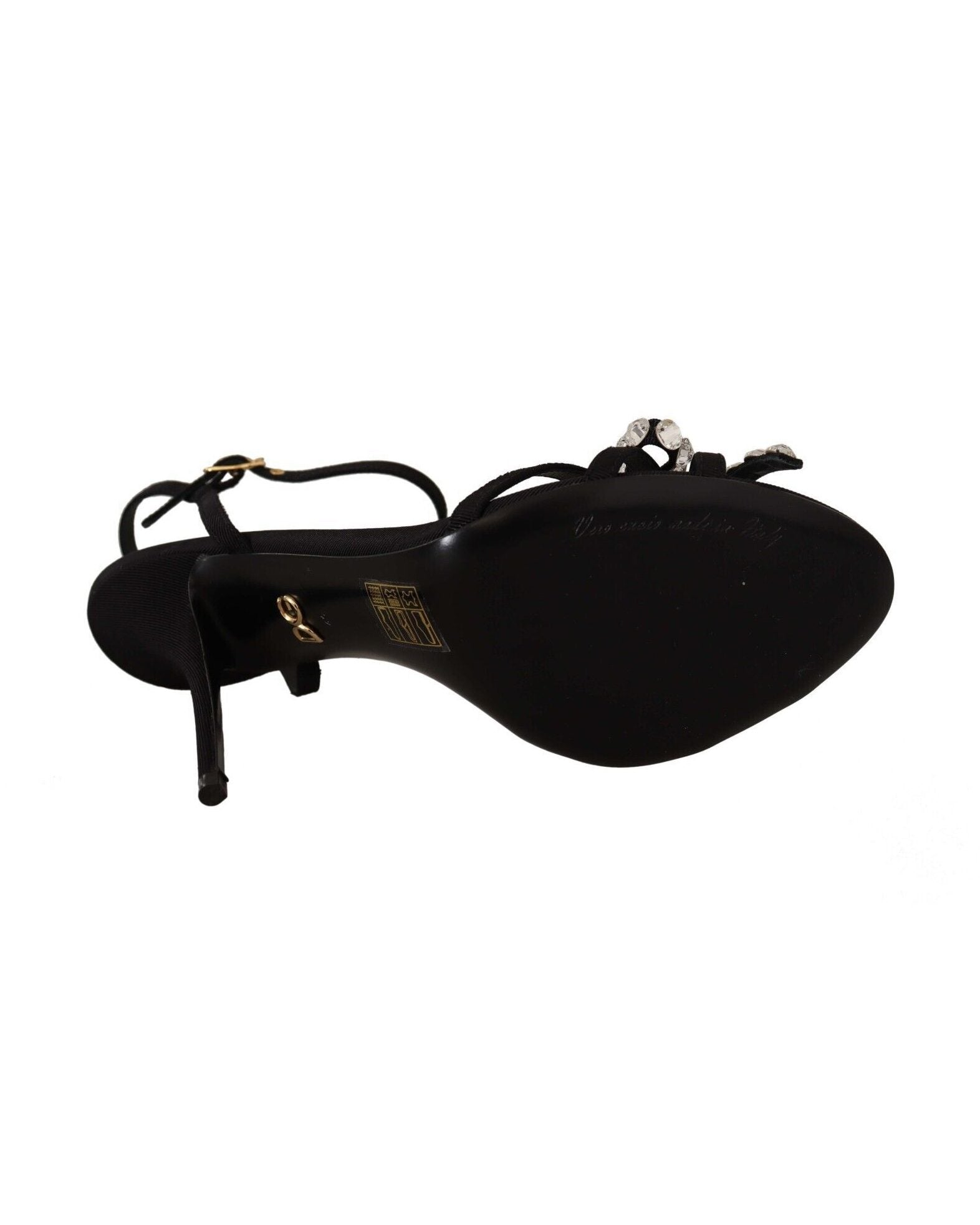 Dolce & Gabbana Black Crystals Ankle Strap Heels Glam Steals