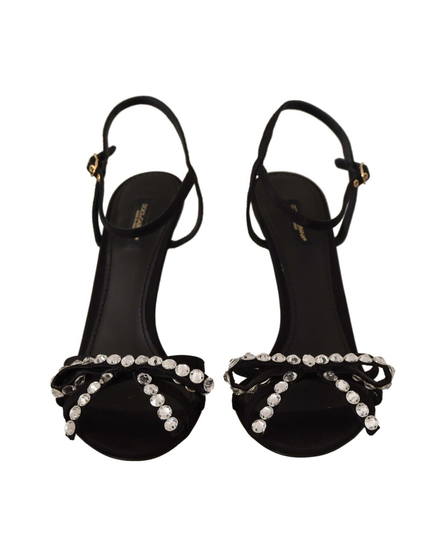 Dolce & Gabbana Black Crystals Ankle Strap Heels Glam Steals