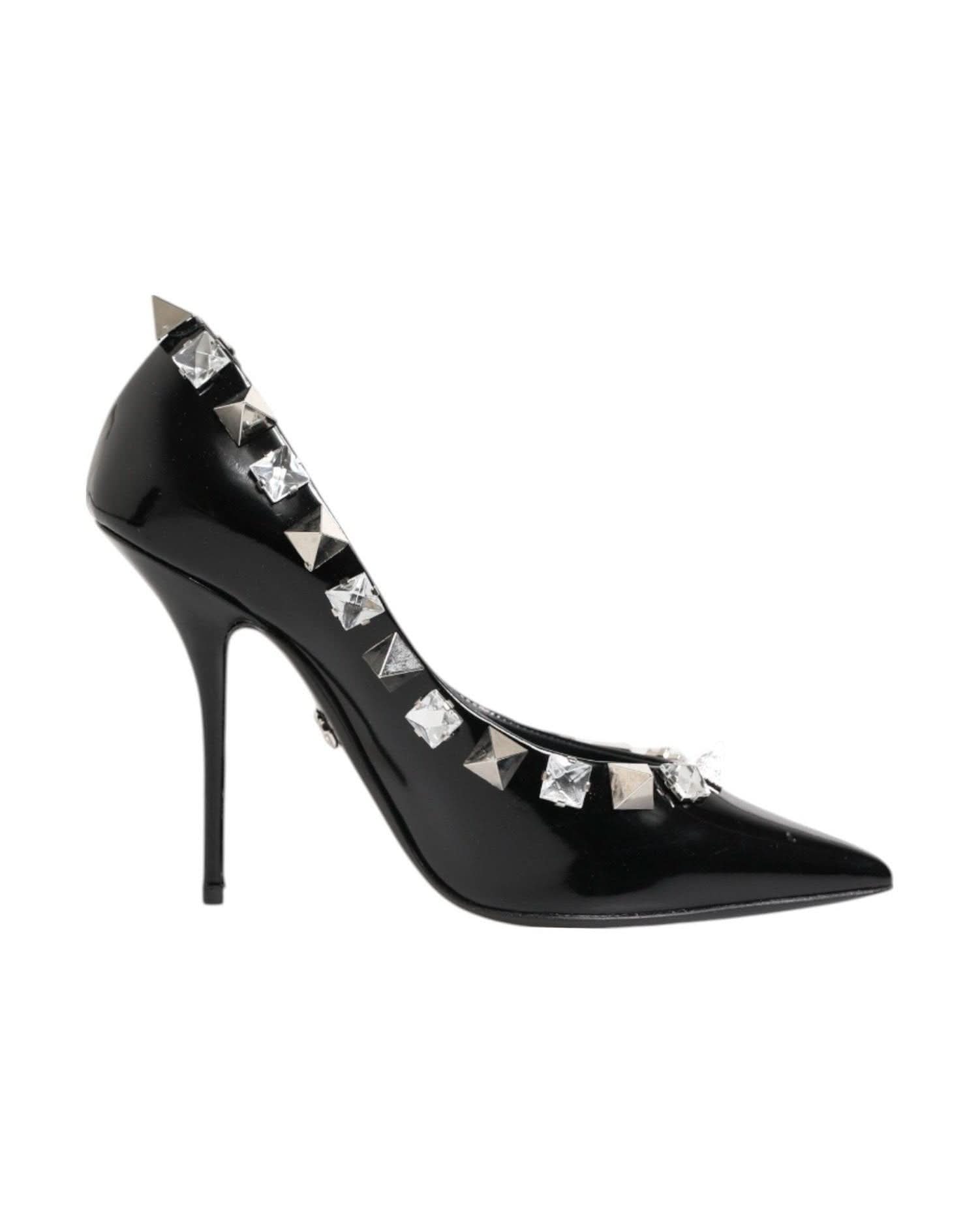 Dolce & Gabbana Black Crystals Studs Stiletto Pumps Shoes Heels