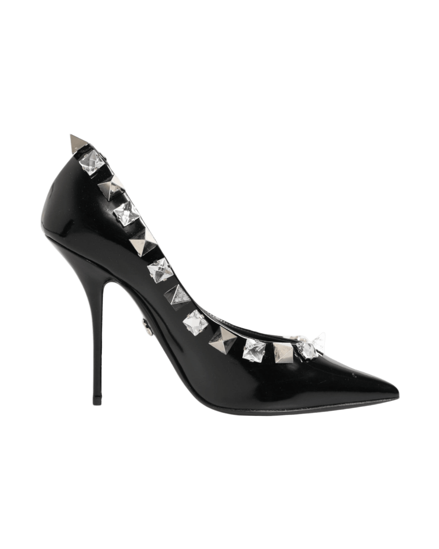Dolce & Gabbana Black Crystals Studs Stiletto Pumps Shoes Heels