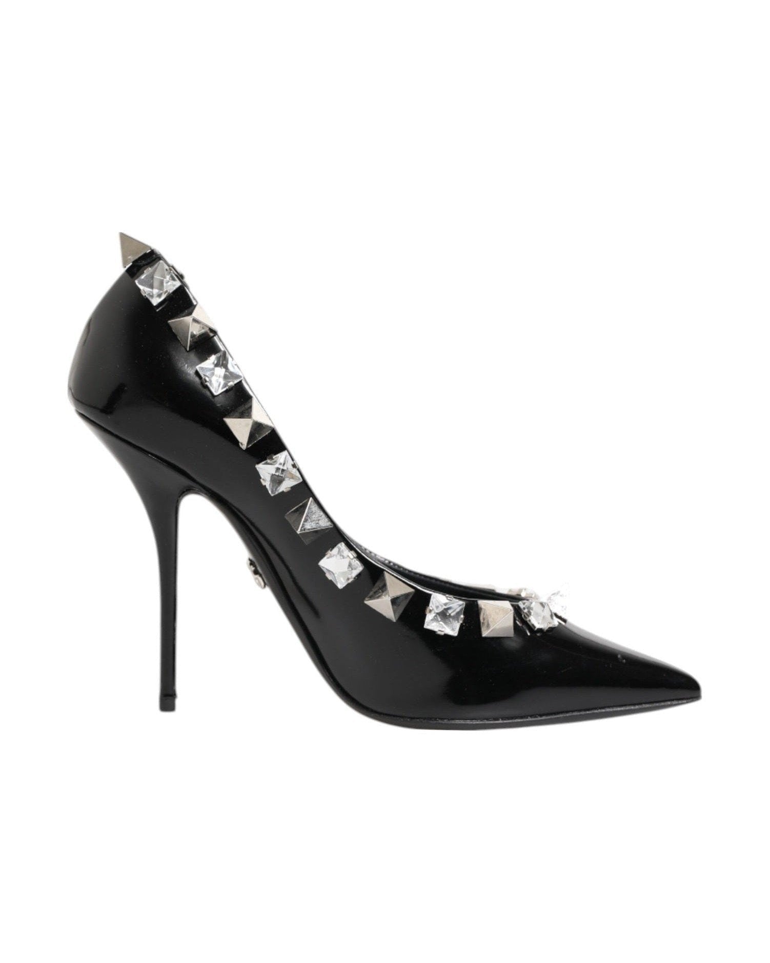 Dolce & Gabbana Black Crystals Studs Stiletto Pumps Shoes Glam Steals